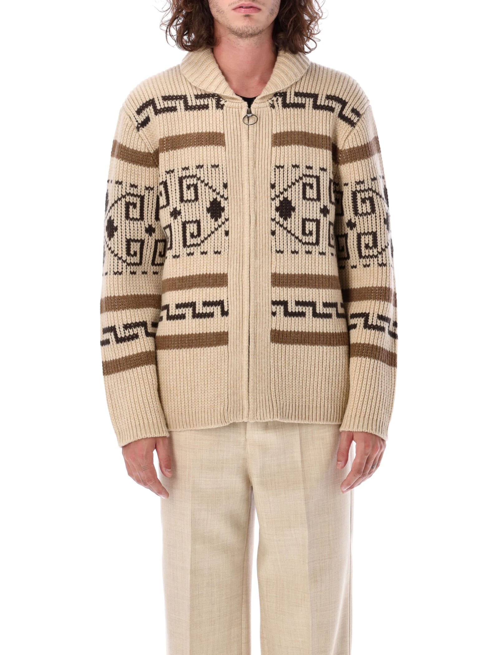 Pendleton Original Westerley Ribbed Cardigan In Tan Brown