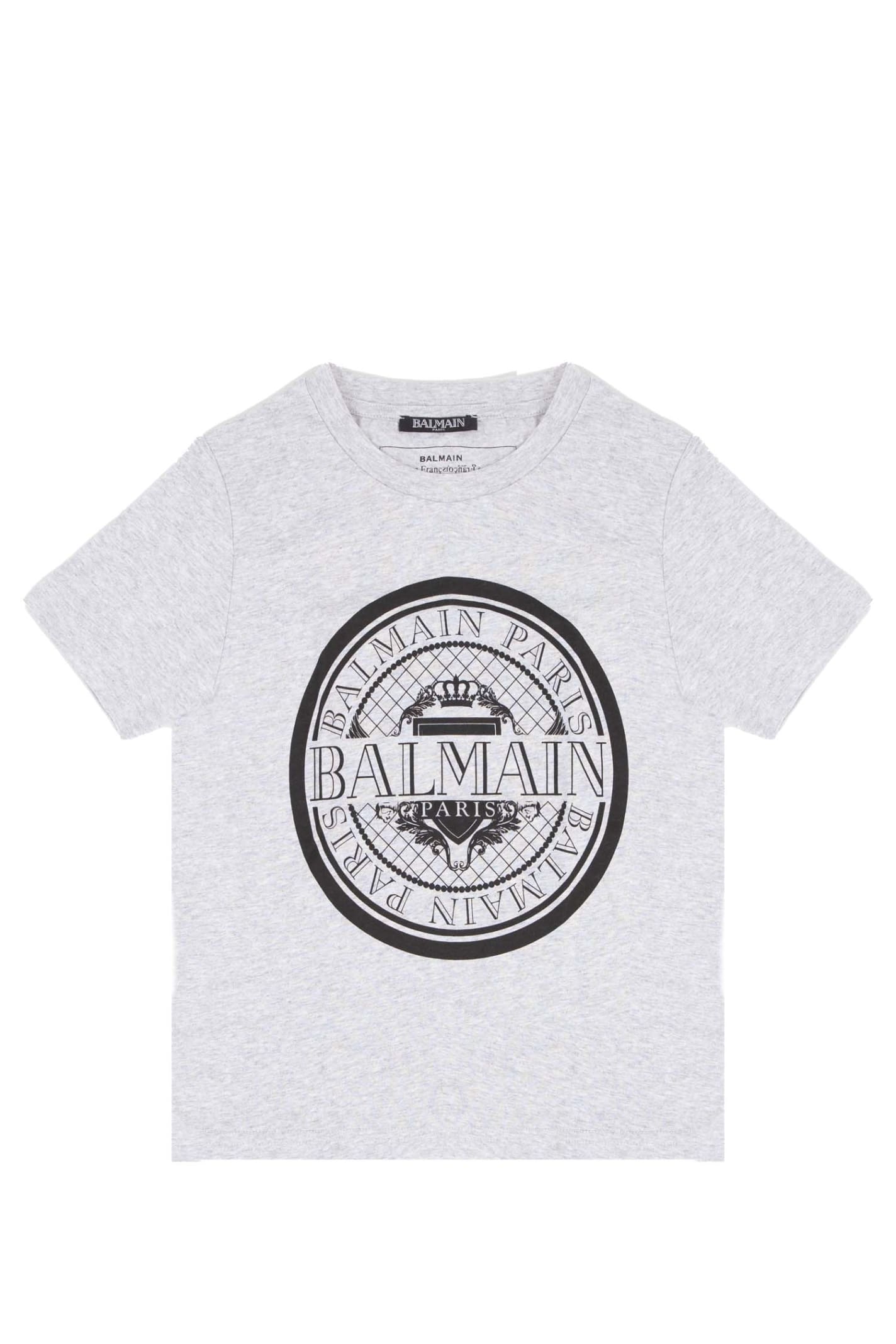 Balmain Kids' Cotton T-shirt In Grey