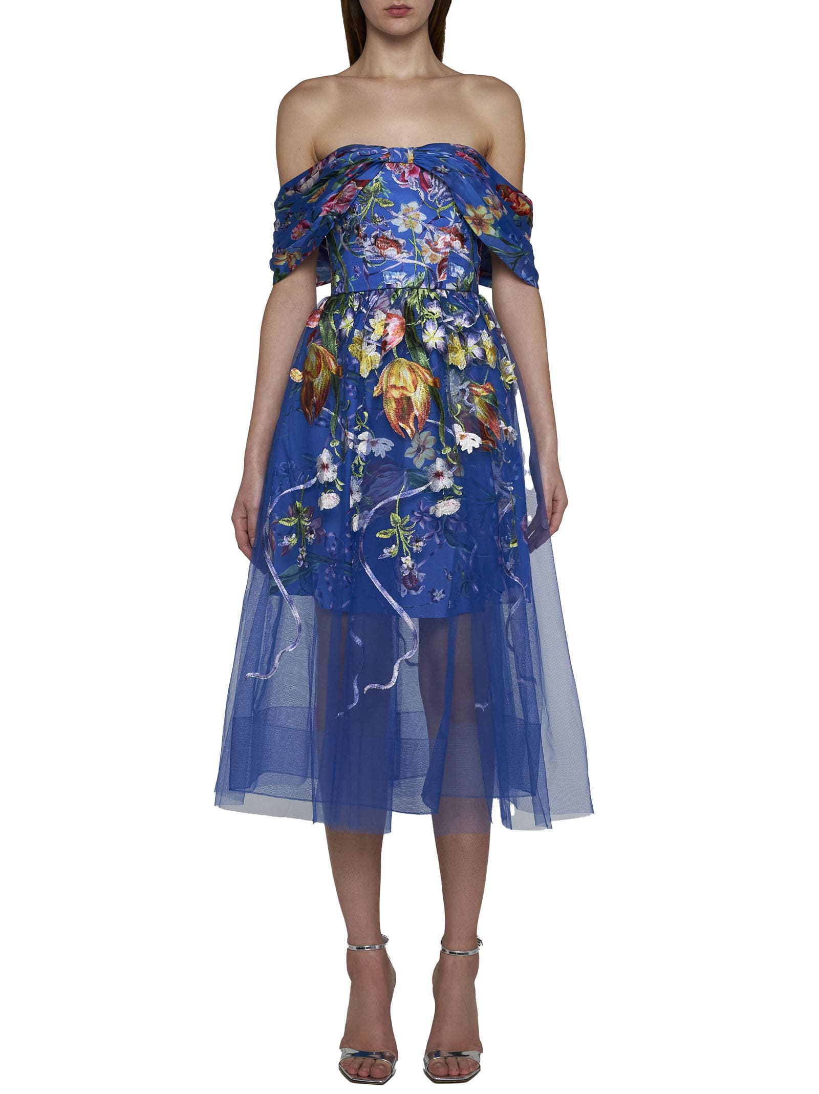 Shop Marchesa Notte Dress In Blue