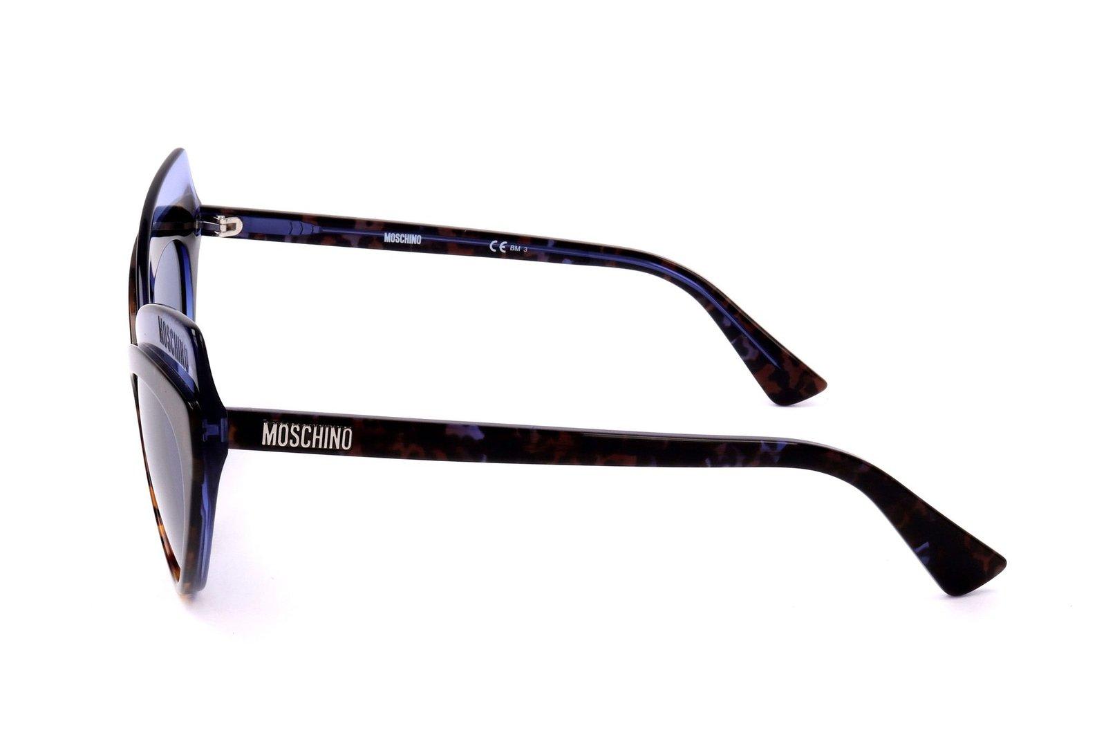 Shop Moschino Double Cat-eye Frame Tinted Sunglasses In Ipr/ku Havana Blue