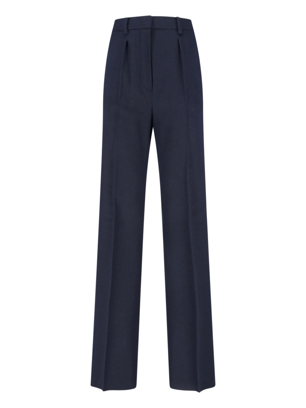 Max Mara Straight Trousers With Pleats And Pockets In Blue