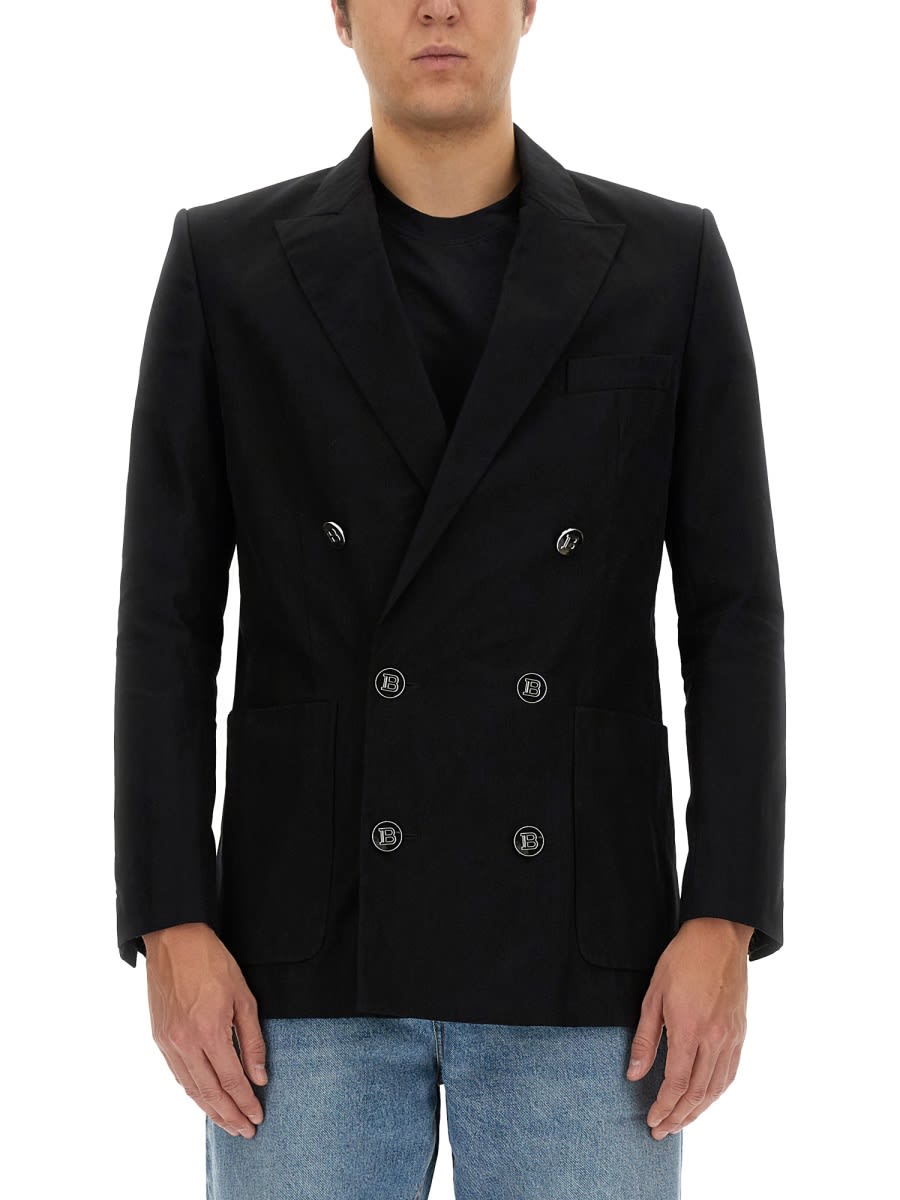 Balmain Double-breasted Jacket In Black