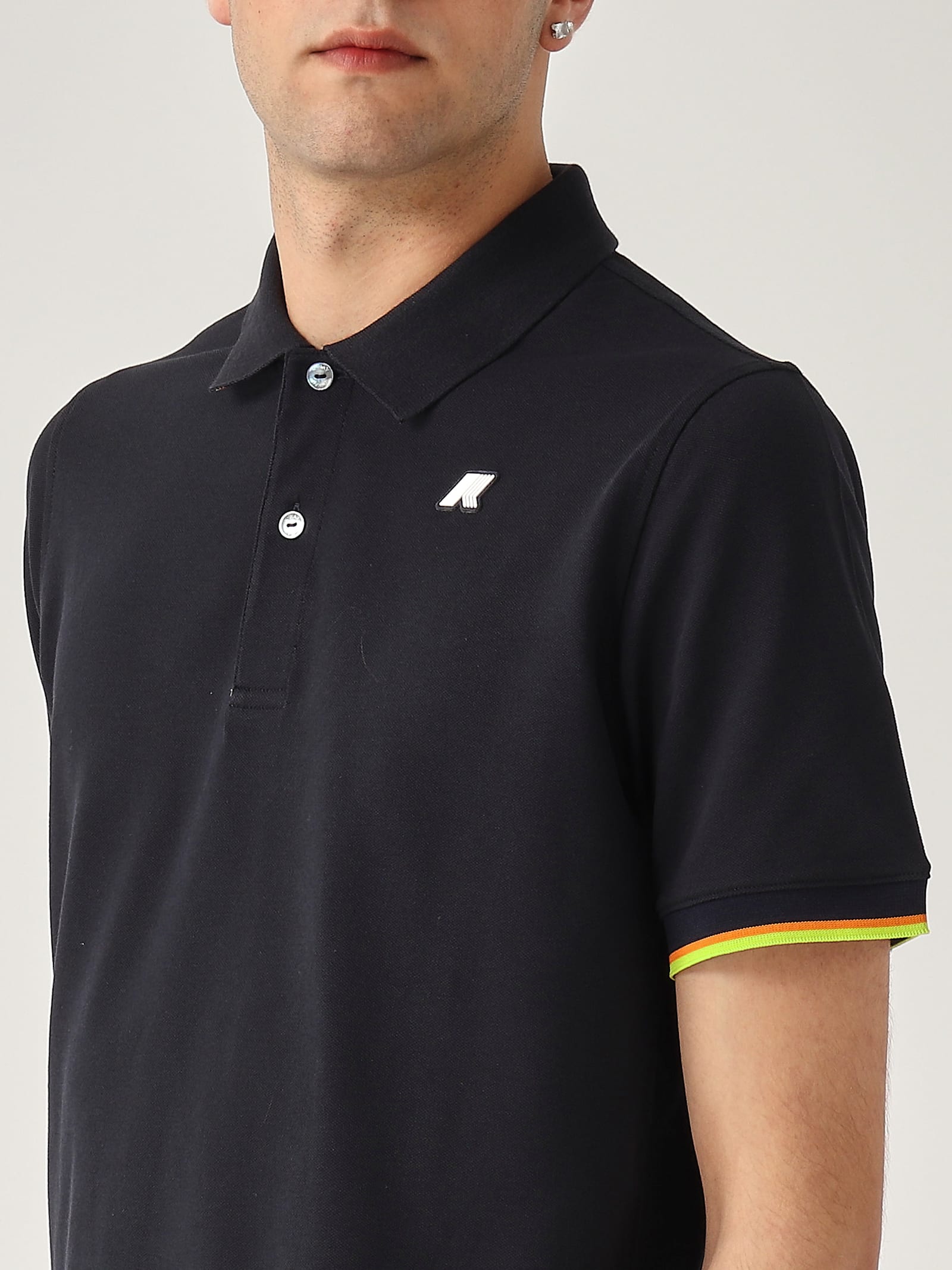 K-way Vincent Pique Sottocollo In Contrasto Polo In Black