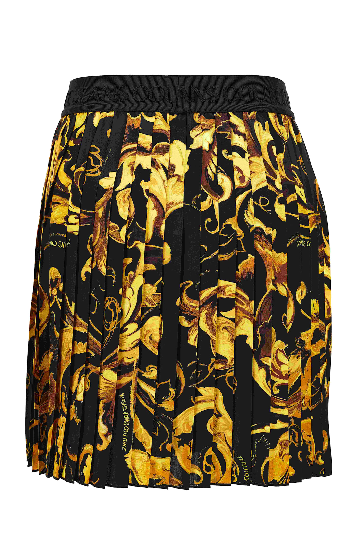 Versace Jeans Couture Baroque-print Pleated Mini Skirt In Multi