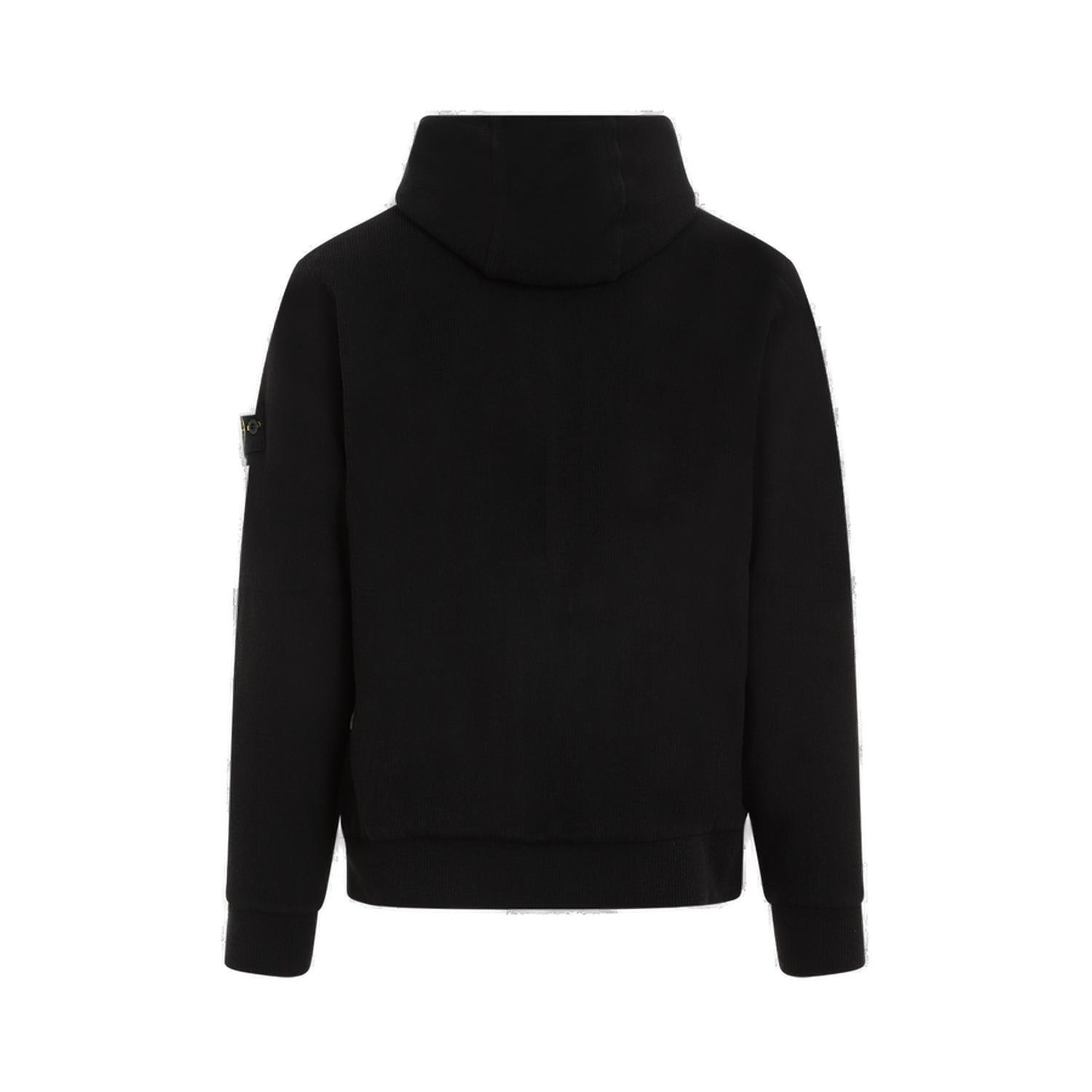 Shop Stone Island Zipped Reversible Hooded Jacket In Black