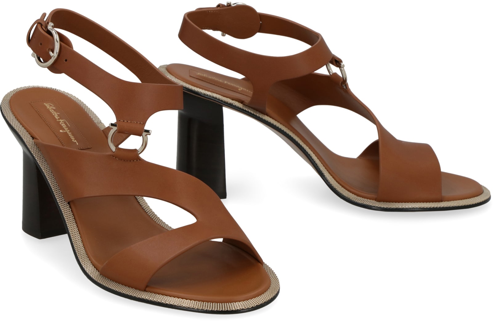 Shop Ferragamo Heeled Leather Sandals In Brown