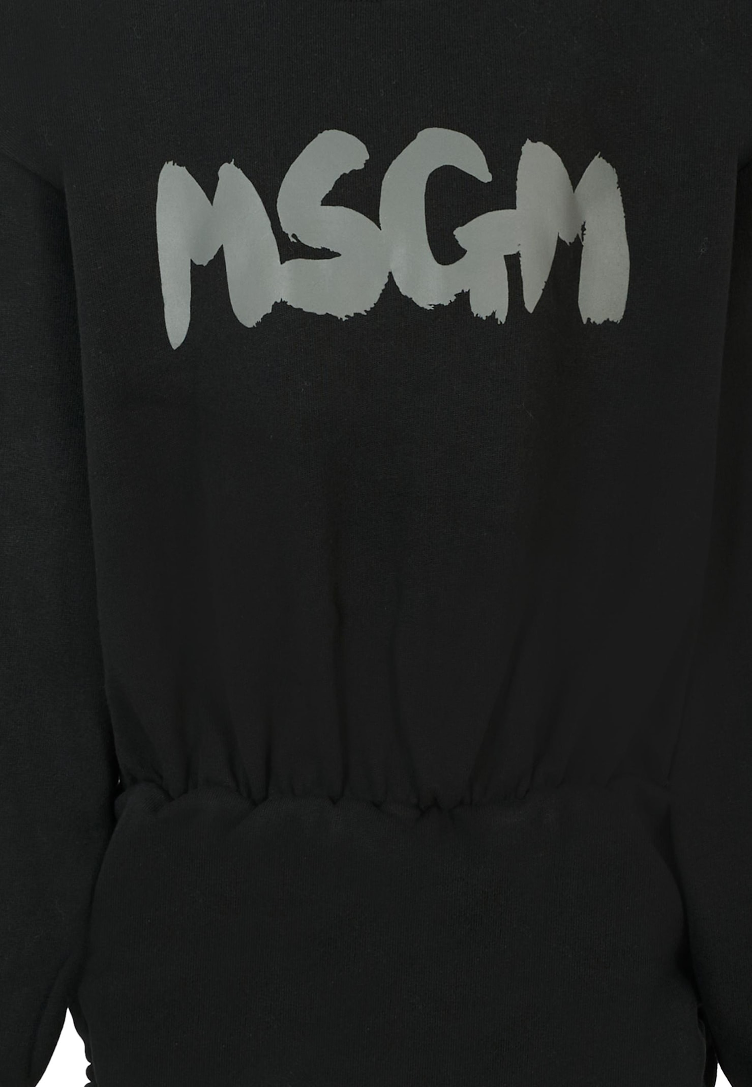 Msgm Black Dress For Girl With Logo In Black