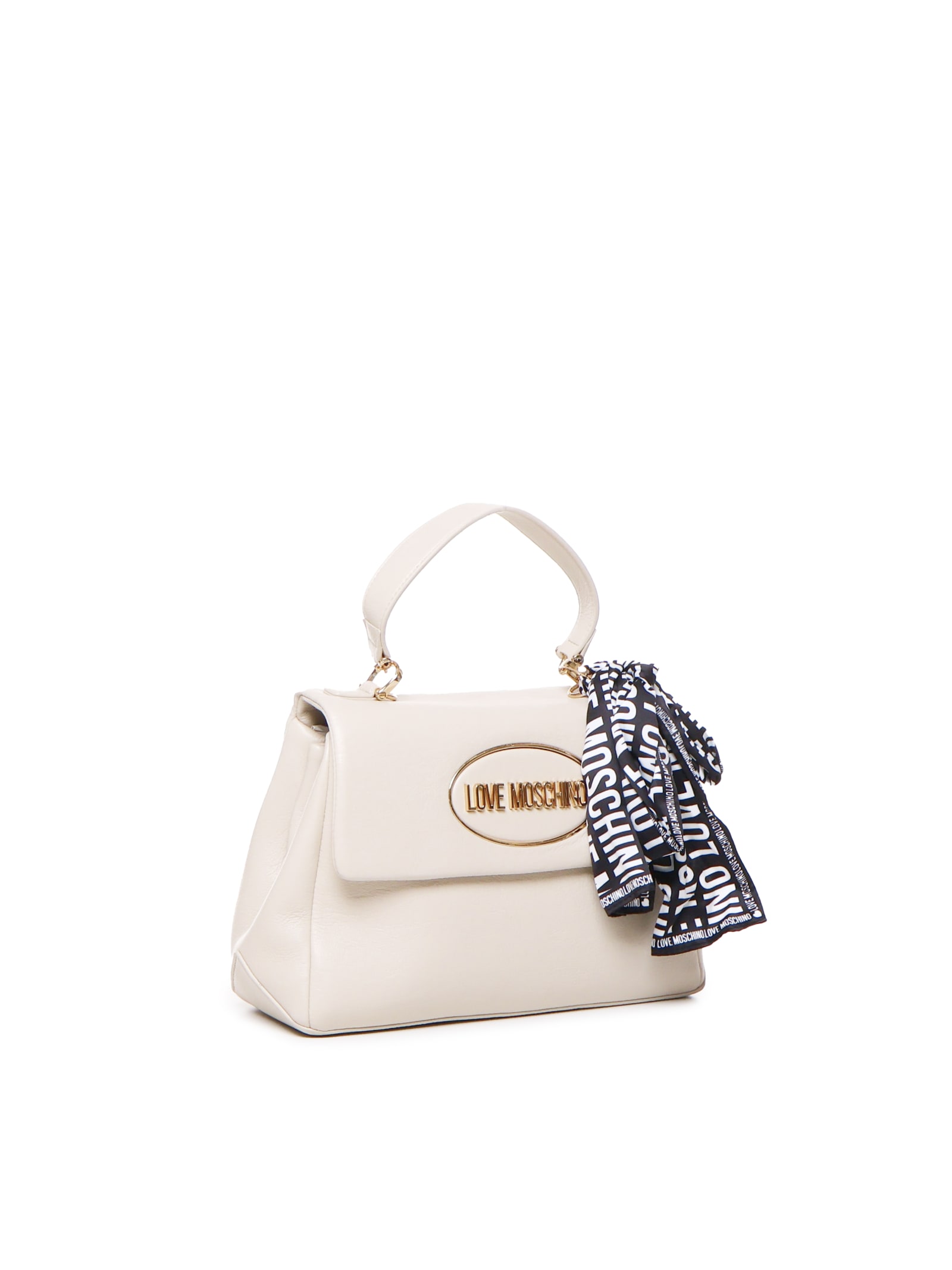 Shop Love Moschino Handbag With Front Logo In White