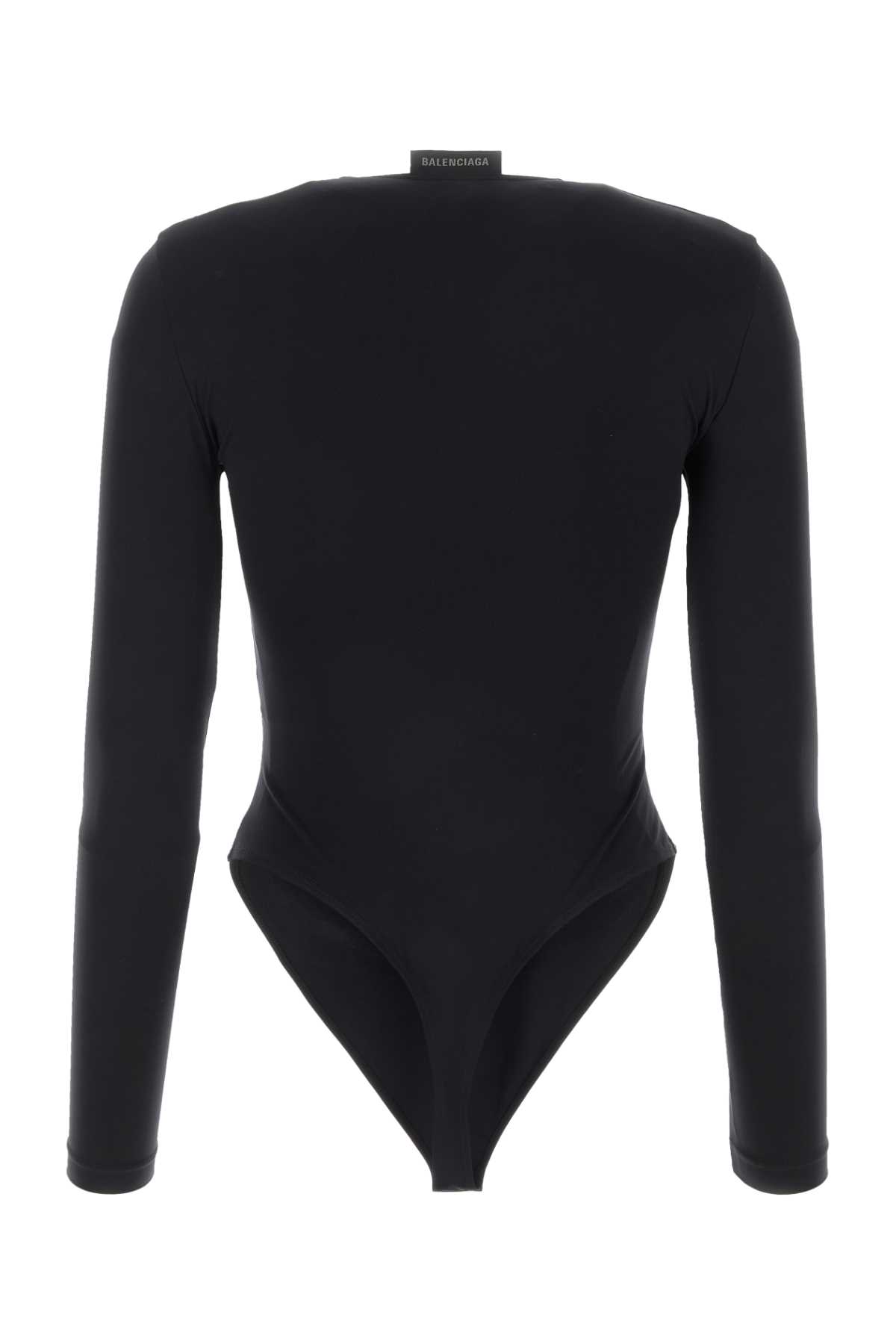 Shop Balenciaga Black Jersey Outside Loop Bodysuit In 1000