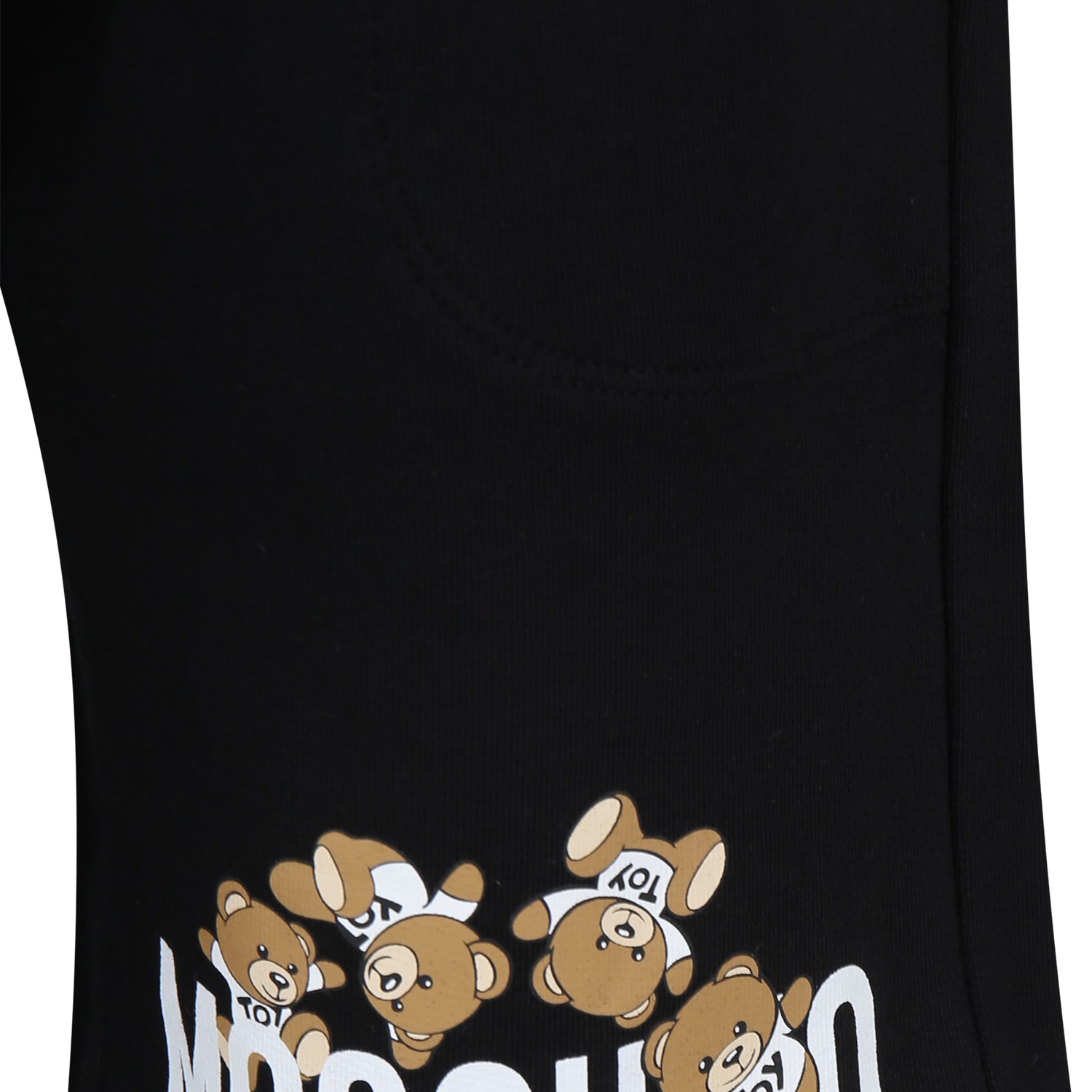 Shop Moschino Black Shorts For Kids With Teddy Bears And Logo