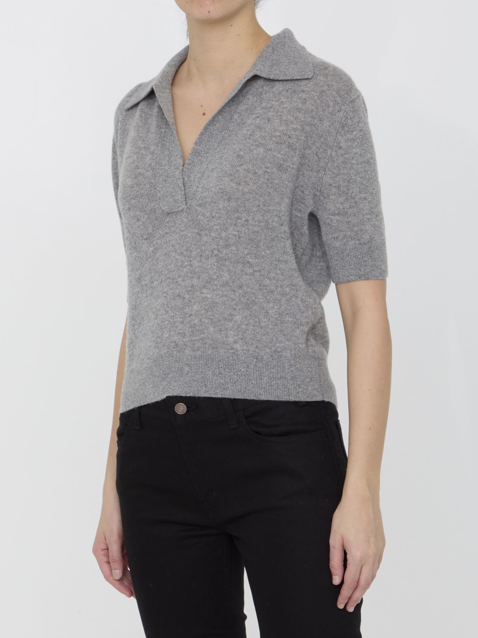 Khaite Shrunken Jo Cashmere Blend Sweater In Grey
