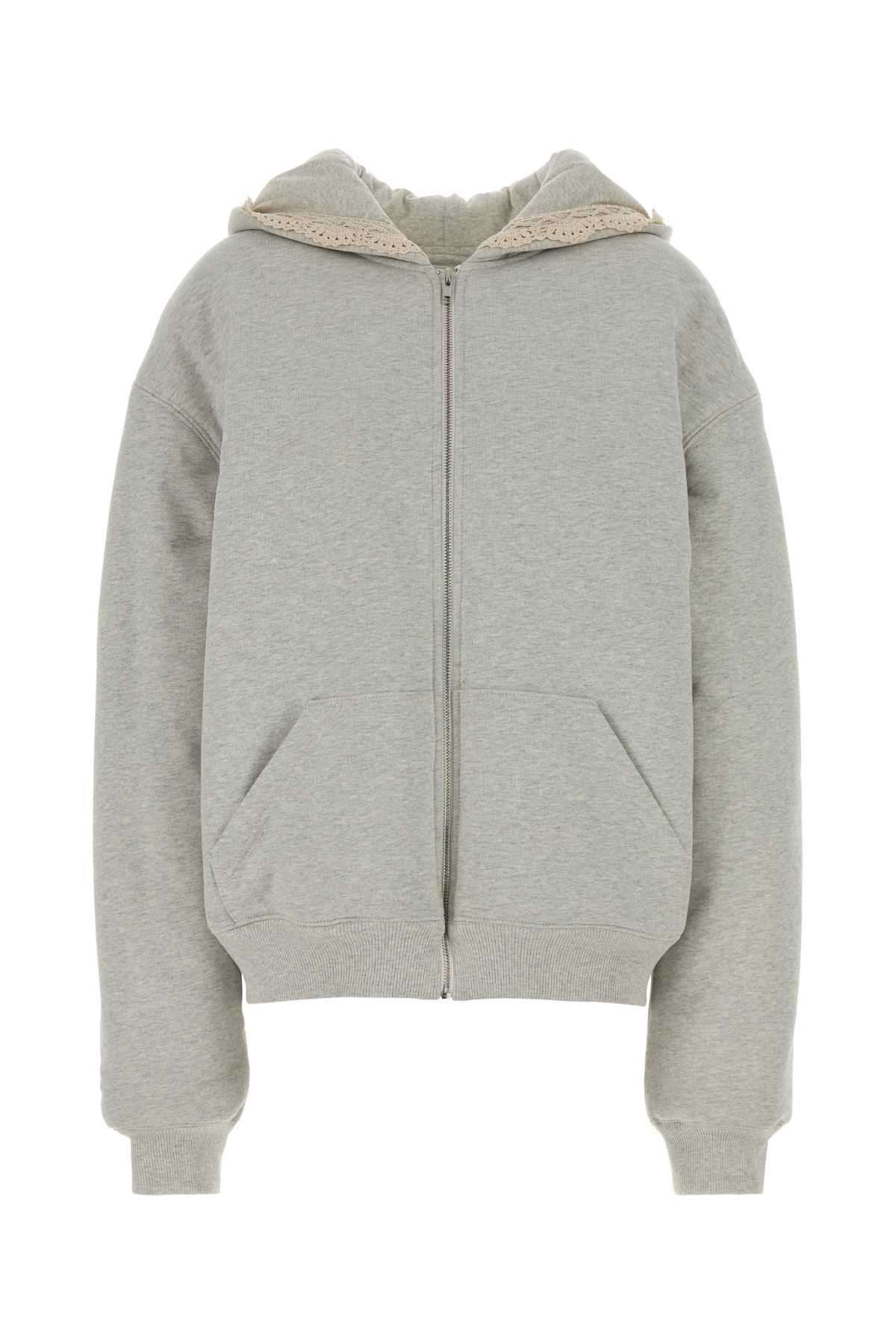 Magda Butrym Oversized Hooded Cotton Sweatshirt Kangaroo Pockets In Gray