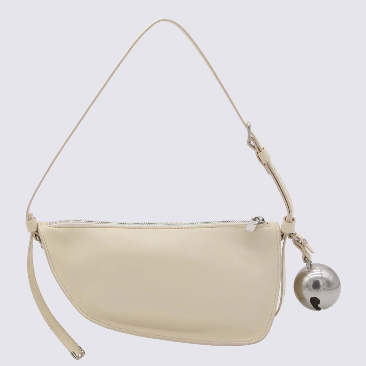 Burberry Cream Leather Shield Shoulder Bag In Pearl