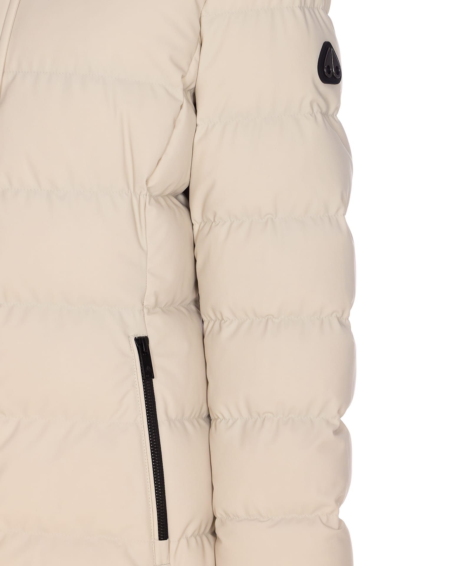 Moose Knuckles Hooded Padded Quilted Jacket With Removable Fur In Neutral