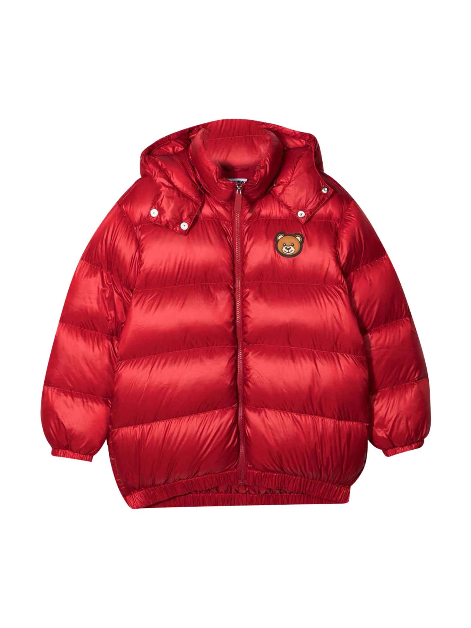 Moschino Red Jacket With Application And White Rear Logo