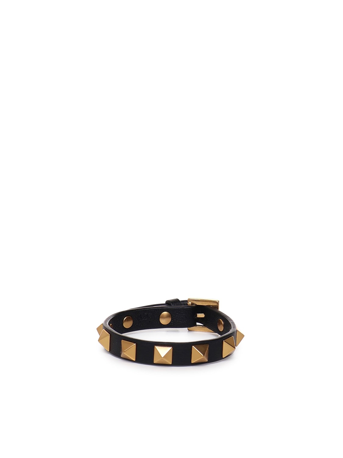 Shop Valentino Stud Bracelet In Calfskin In Black