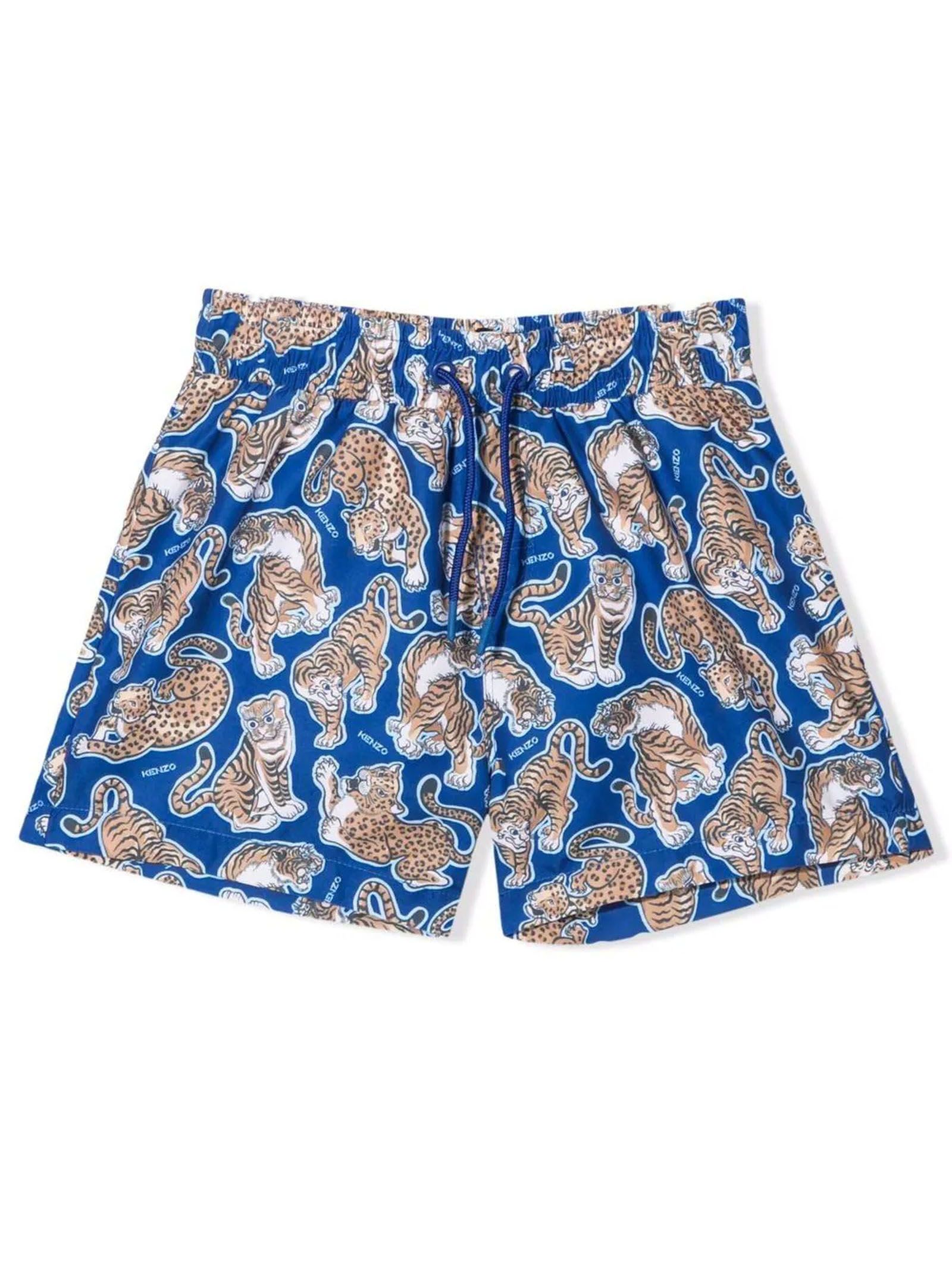 Kenzo Blu Polyester Shorts