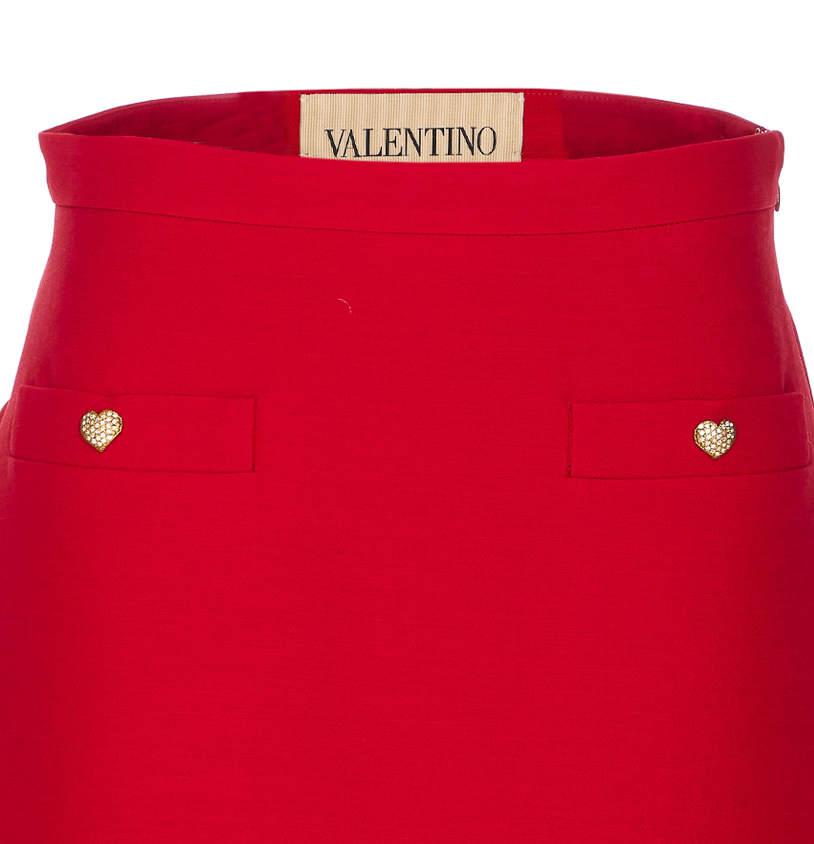 Valentino High Waist Skirt Heart-shaped Buttons In Red