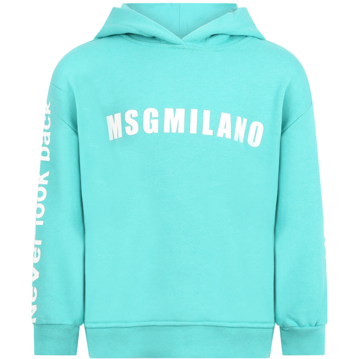 MSGM Teal Green Sweatshirt For Kids With Logo