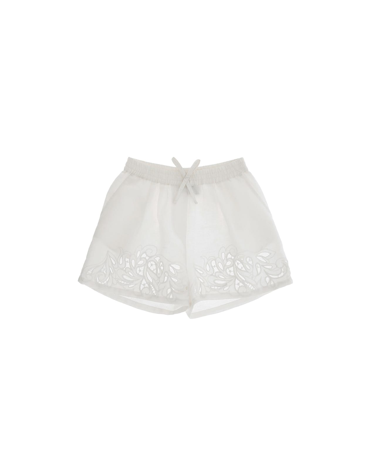 Shop Ermanno Scervino Junior White Shorts With Embroidery