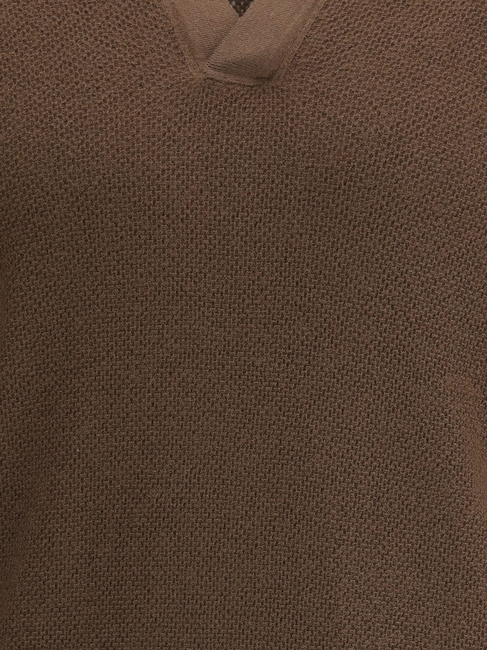 Zegna Cashmere Polo Sweater Textured Knit In Brown