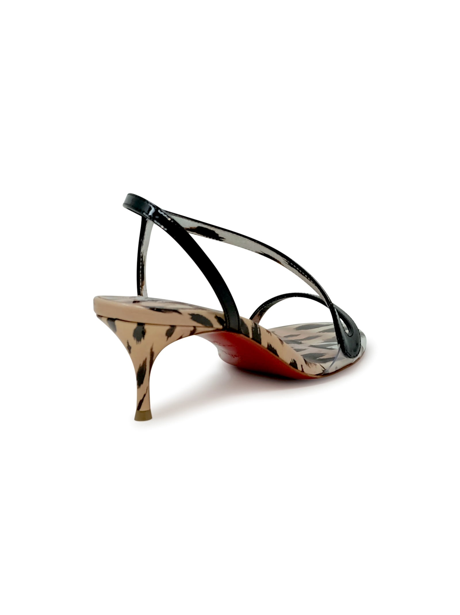 Christian Louboutin Rosalie Black Patent Leather Sandals In Pink