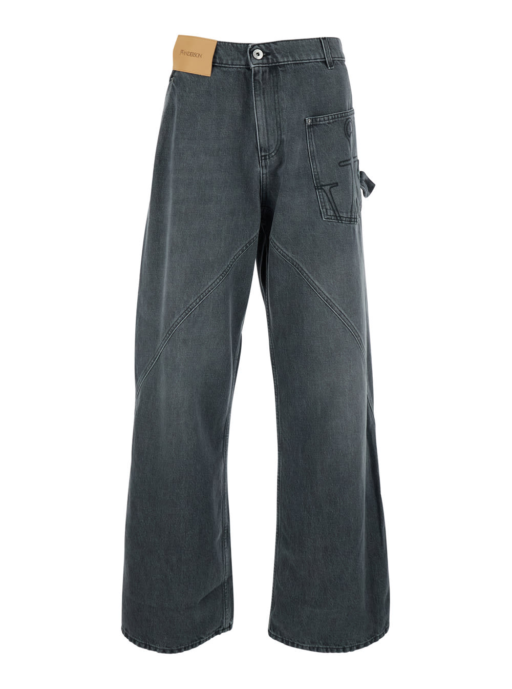 Jw Anderson Men Twisted Workwear Jeans In Gray