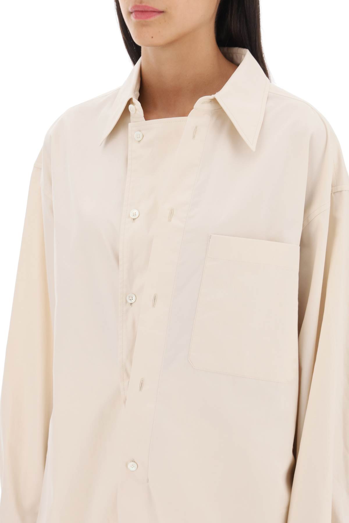Shop Lemaire Oversized Shirt In Poplin In Light Cream (beige)