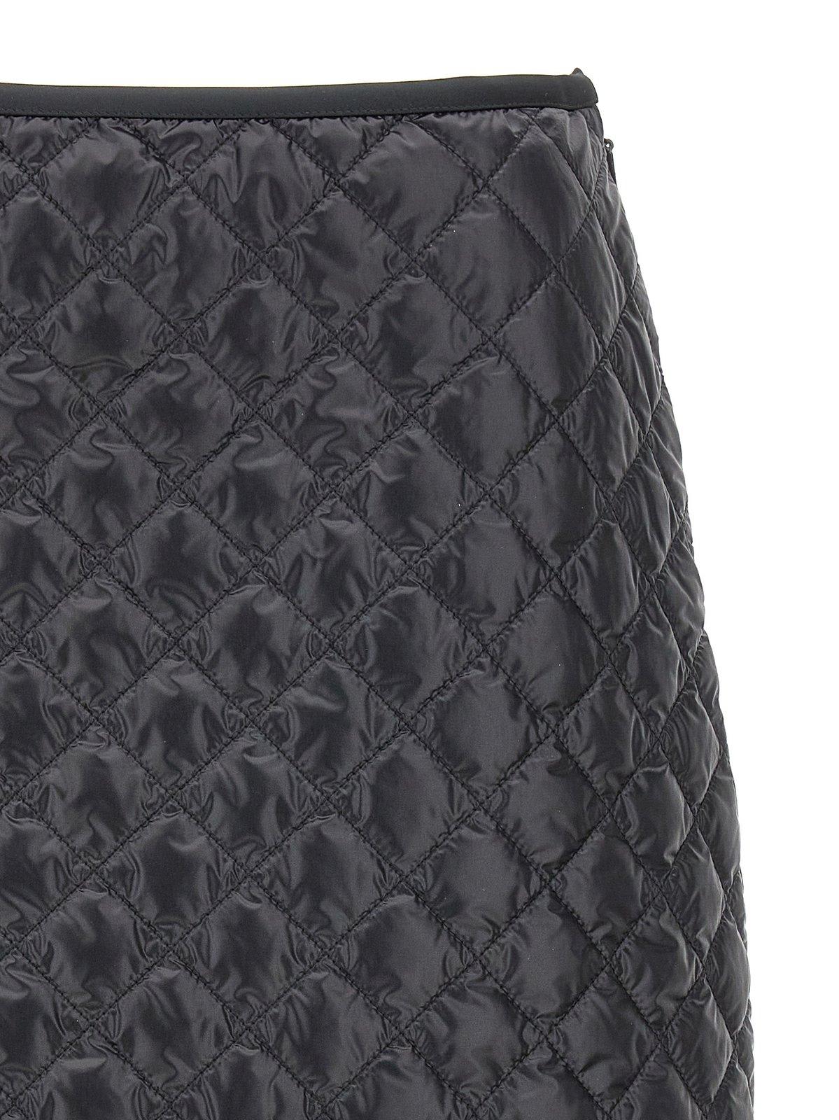 Shop Moncler Logo Patch Quilted Mini Skirt In Black