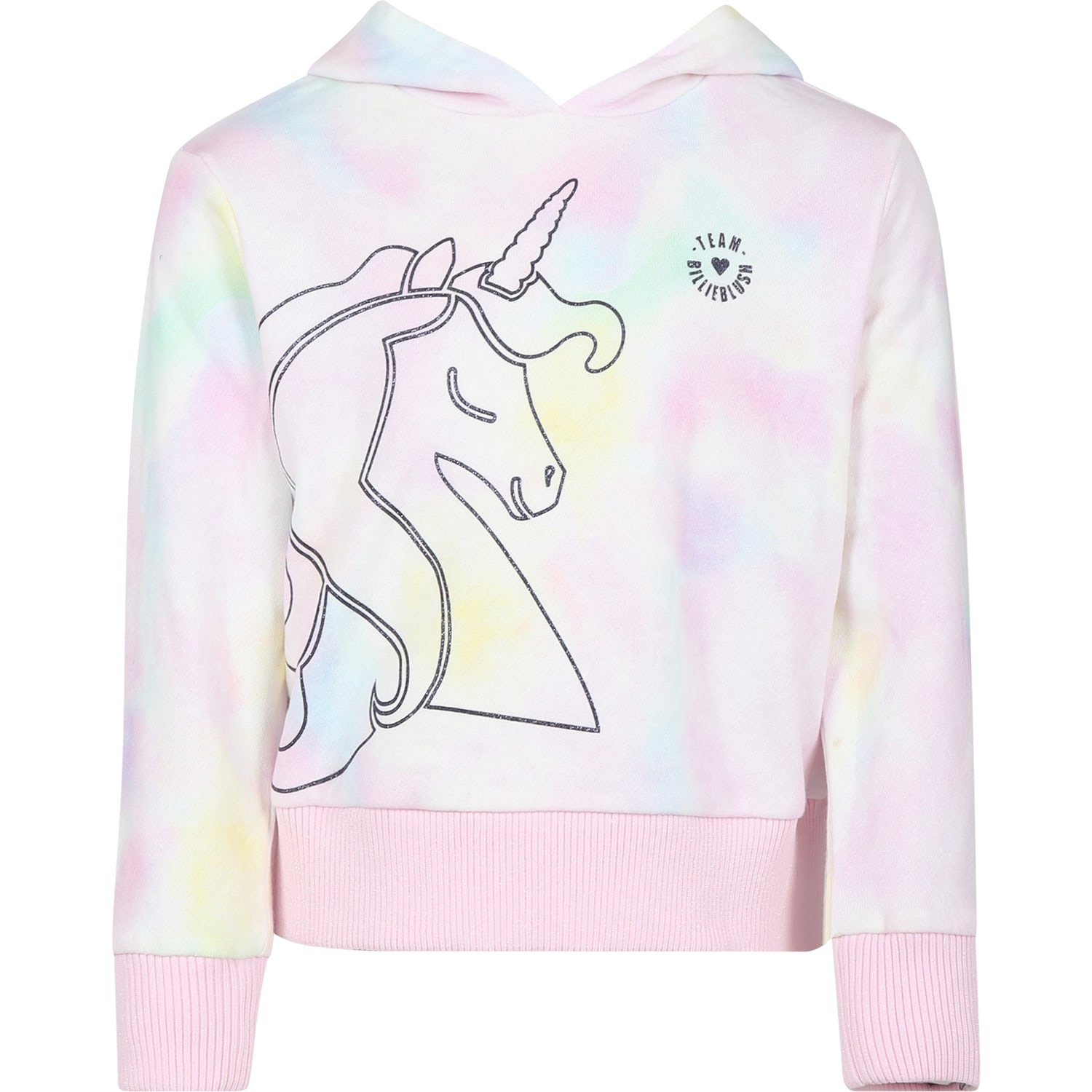 Billieblush Kids' Pink Sweatshirt For Girl With Unicorn In Multicolor