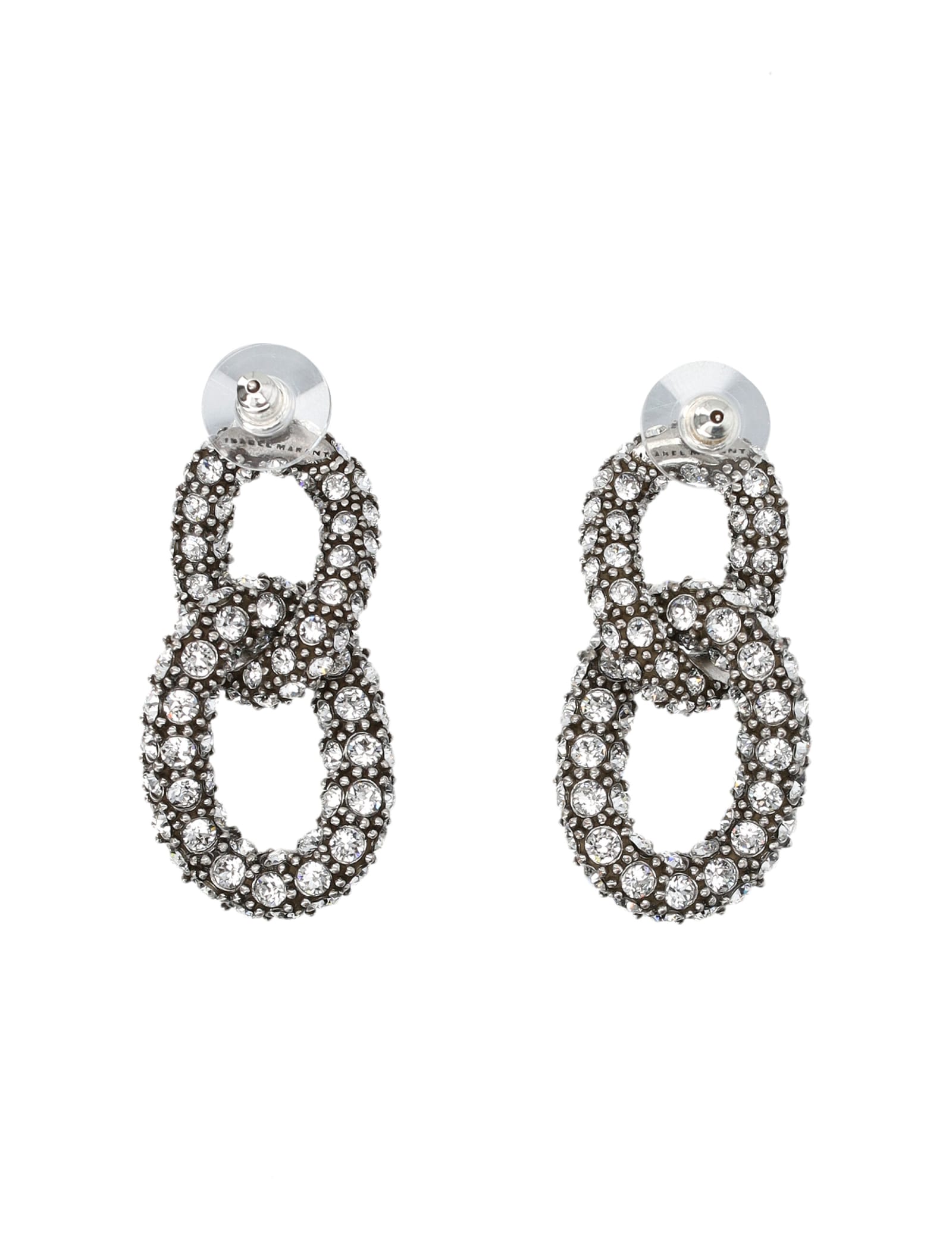 Shop Isabel Marant Double Hoop Crystal Earrings In Silver