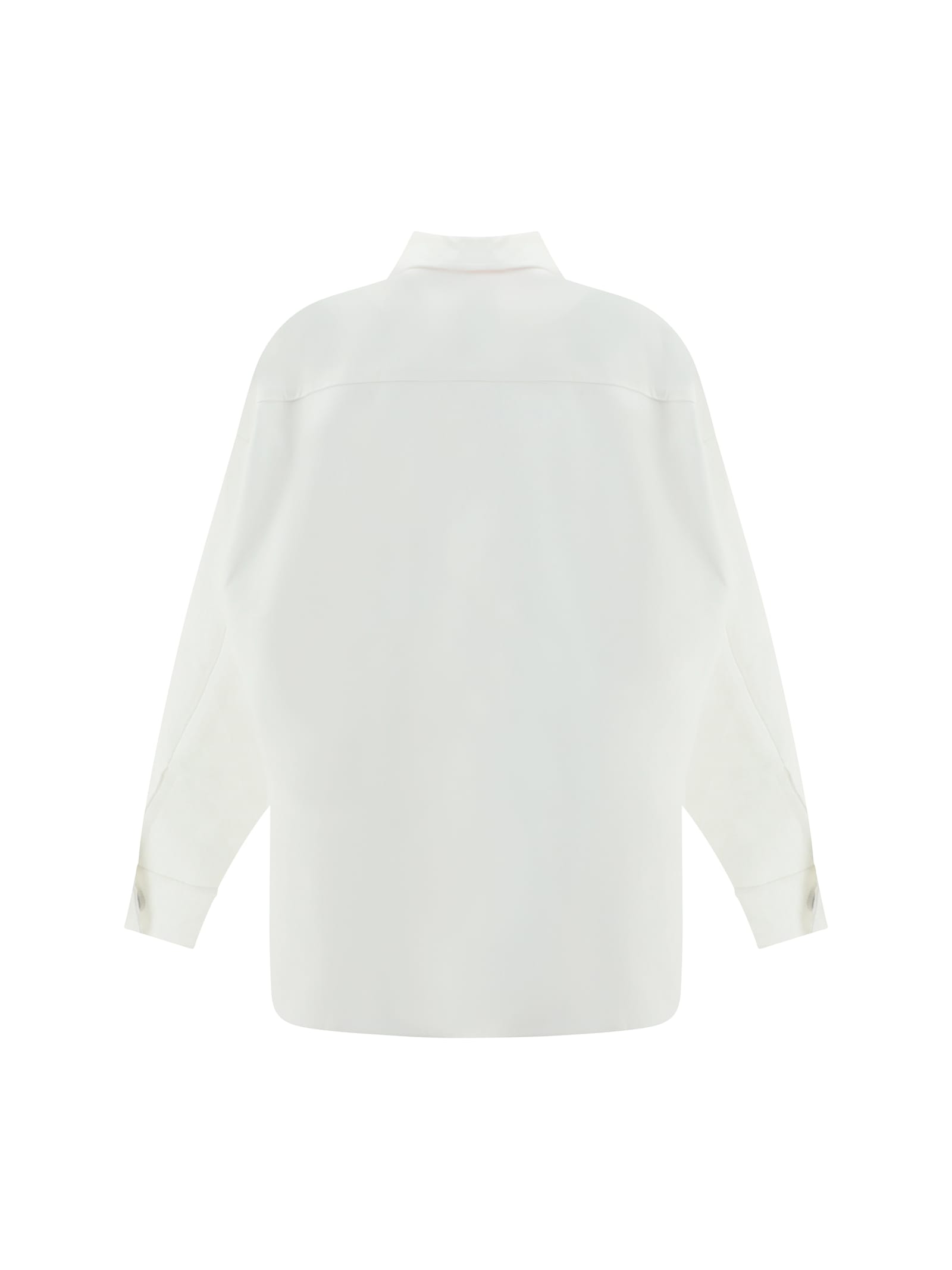 Shop Valentino White Cotton Blend Oversize Shirt In Bianco