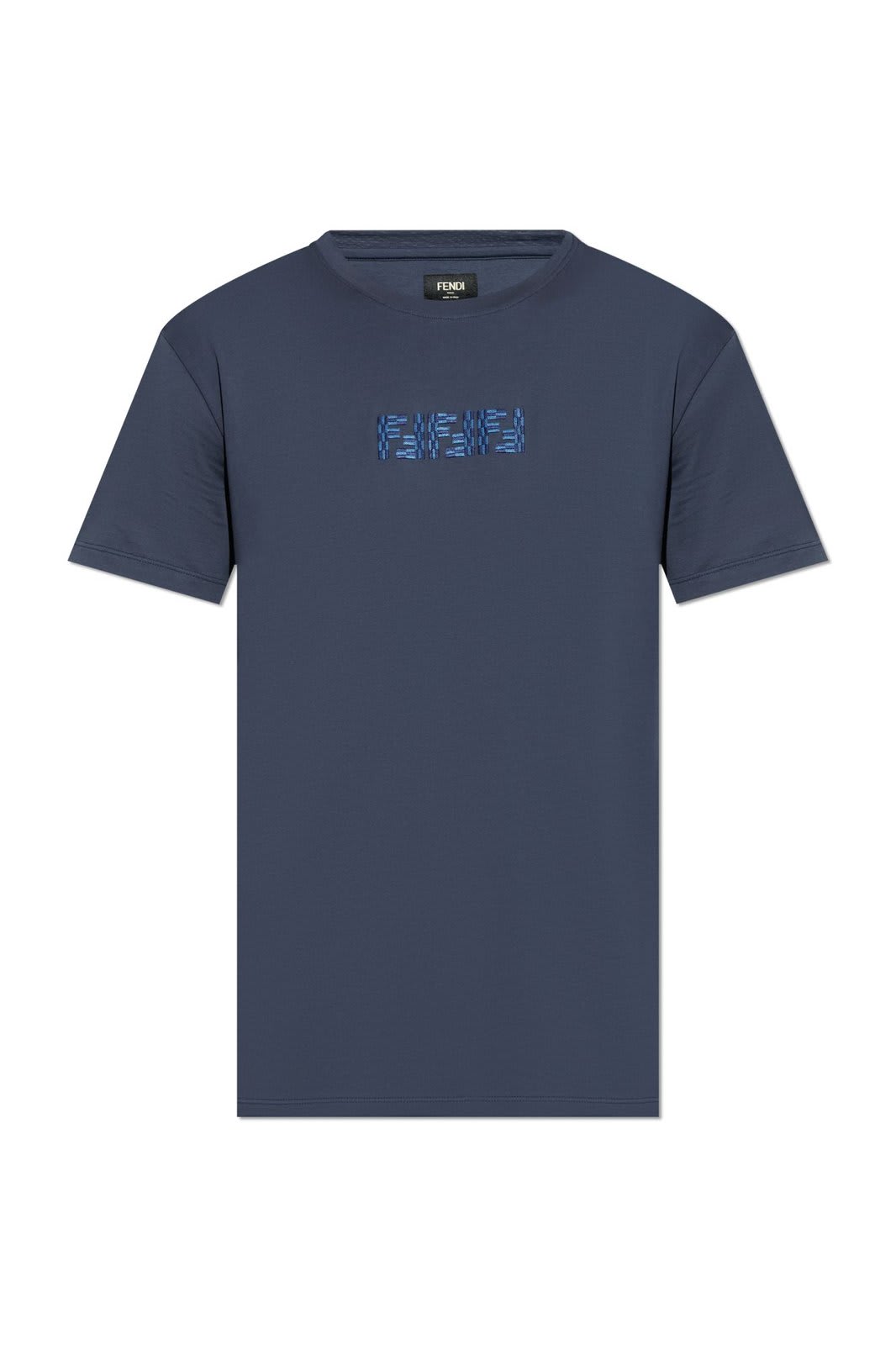 Shop Fendi Logo Embroidered Short-sleeved T-shirt In Blue