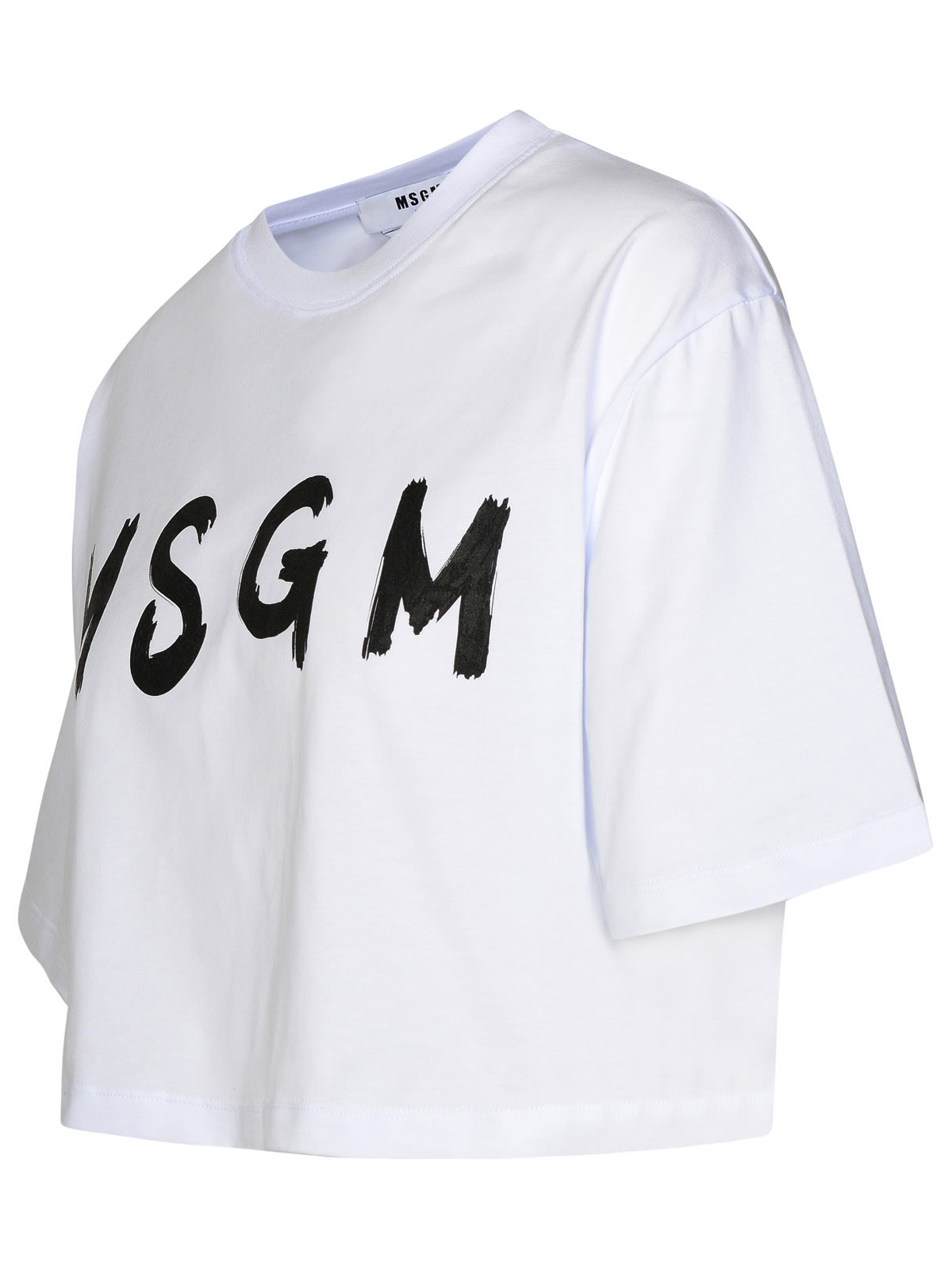 Shop Msgm White Cotton T-shirt In Bianco