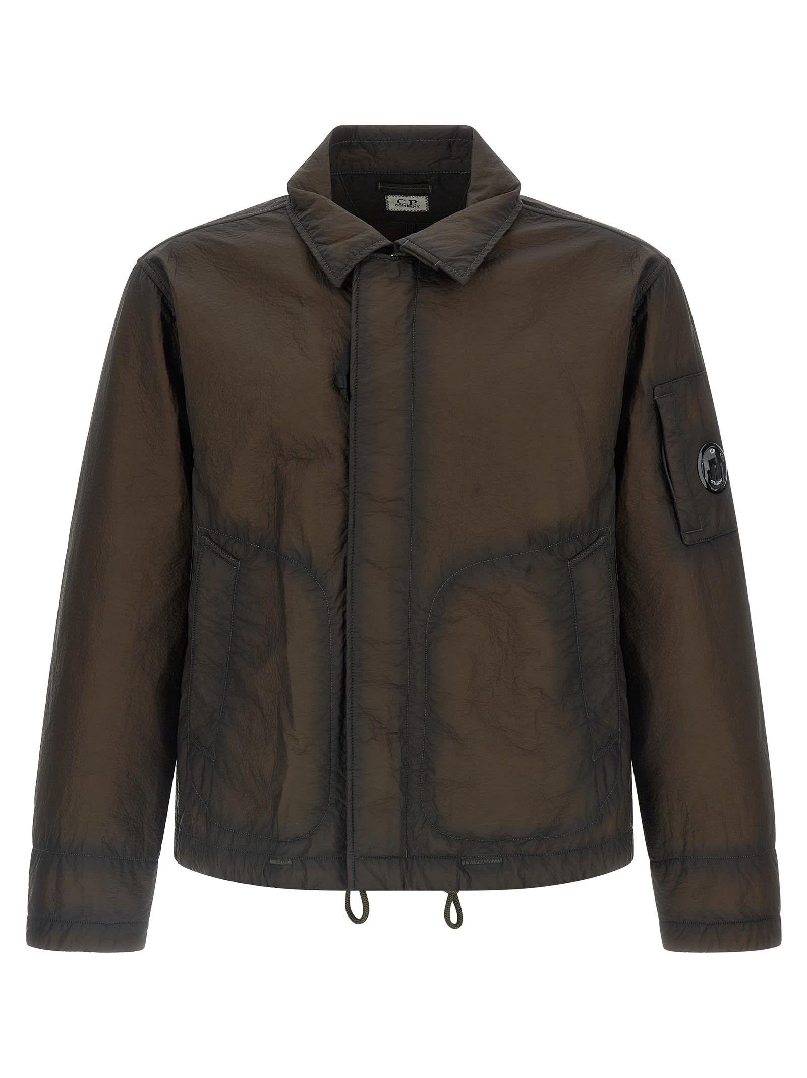 C.p. Company Bi-film Felt Jacket Puffer Jackets Green In Green