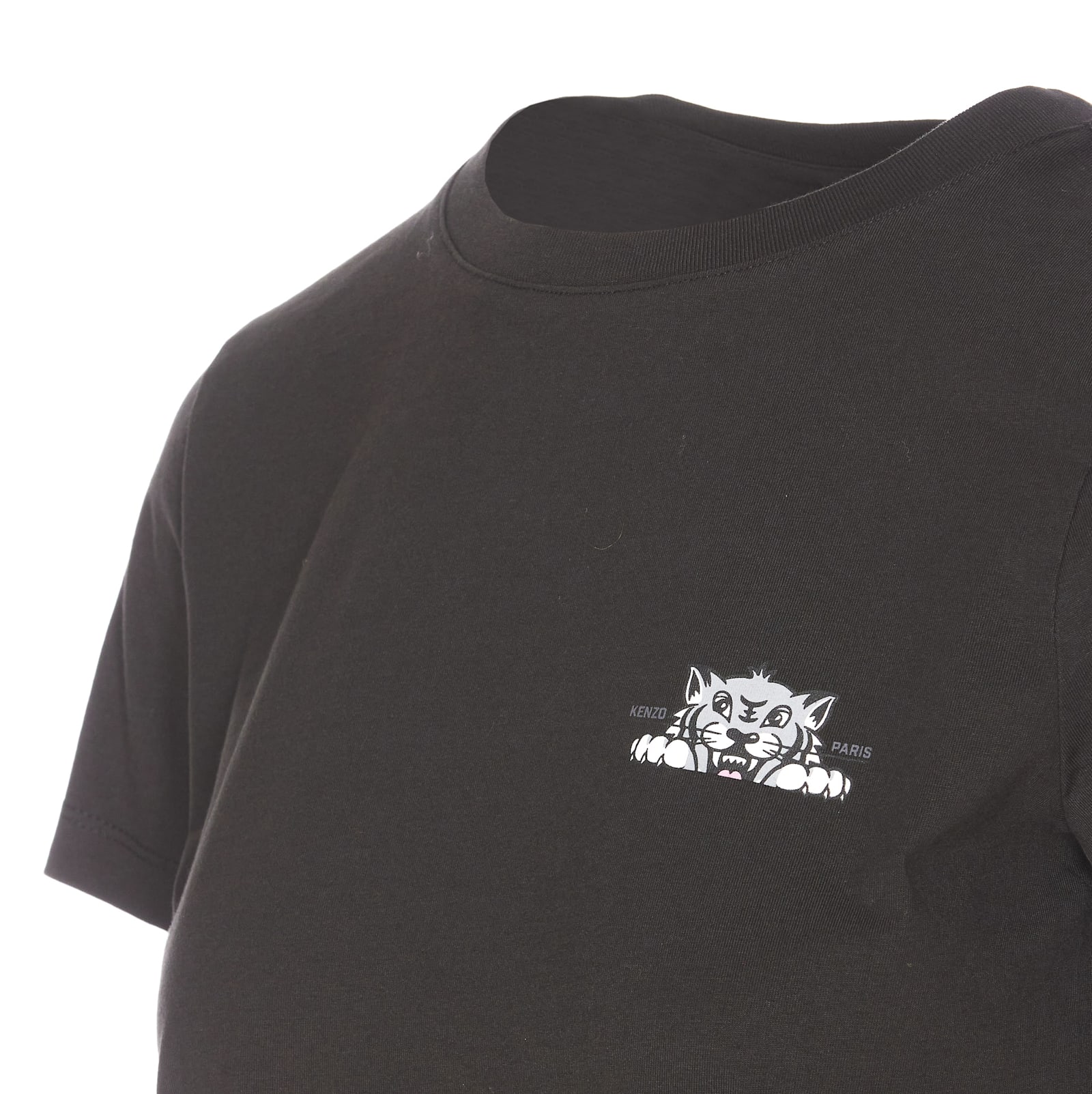 Kenzo Crewneck Graphic Print Short Sleeves In Black