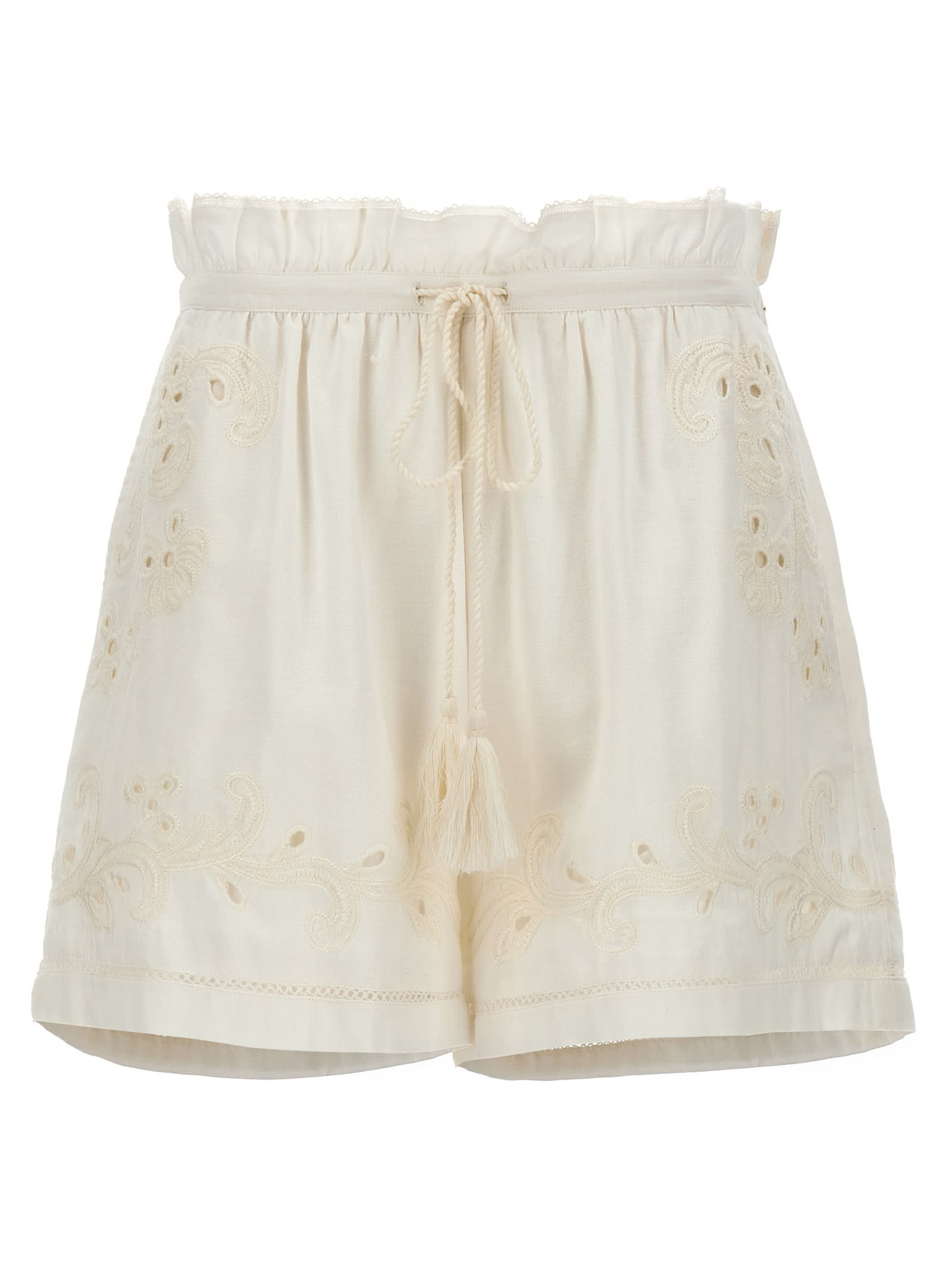 Shop Twinset Embroidery Shorts In White