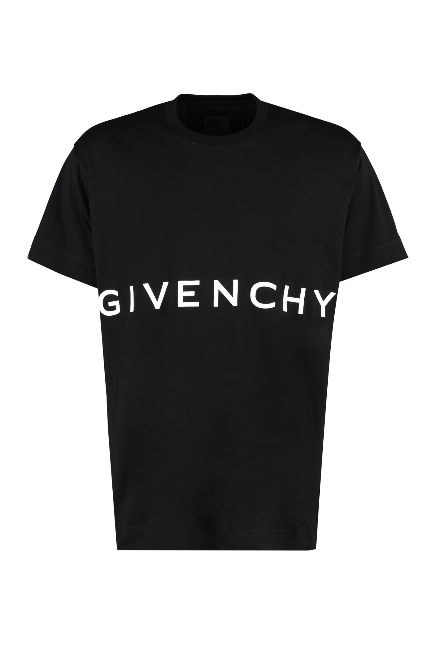 Givenchy Blackwhite Logo Embroidery T-shirt In Black