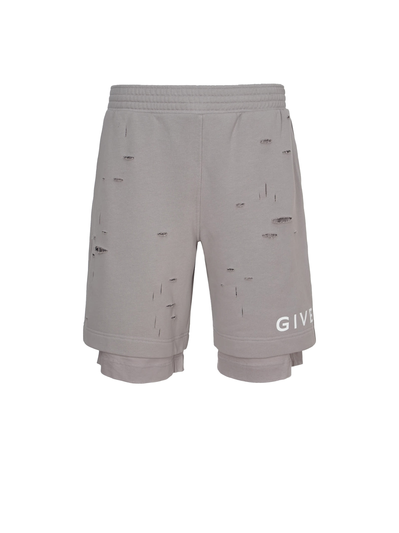 Givenchy Bermuda Shorts In Destroyed-effect Brushed Fabric In Taupe
