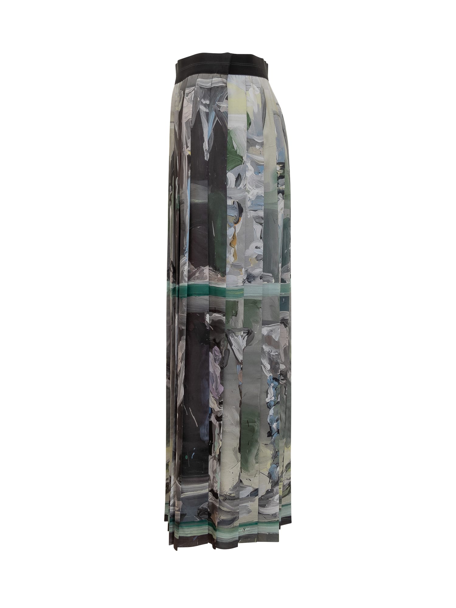 Shop Msgm Skirt With Jan De Vliegher Print In Grey