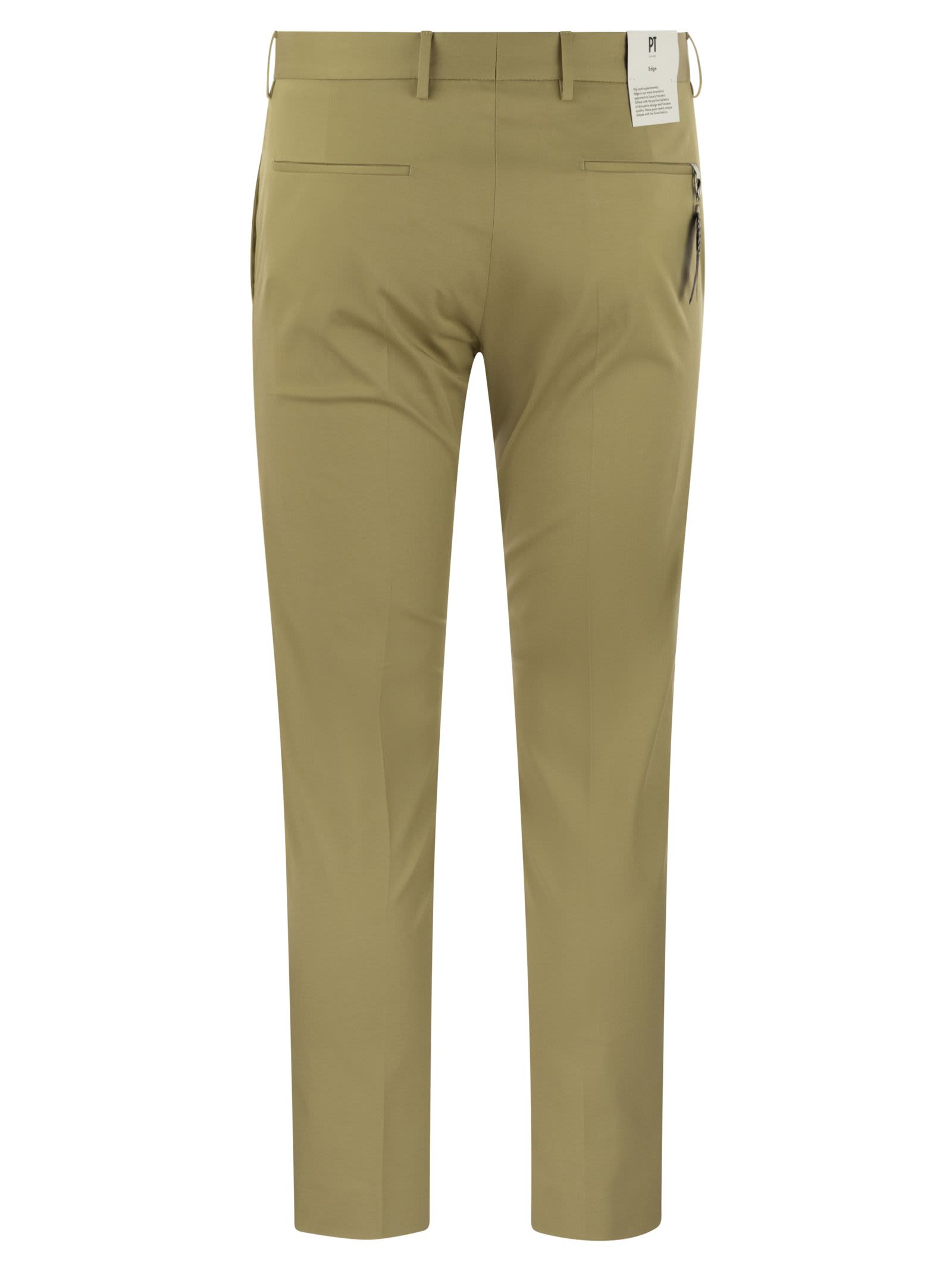 Pt Torino Khaki Stretch Cotton Blend Pant In Rope