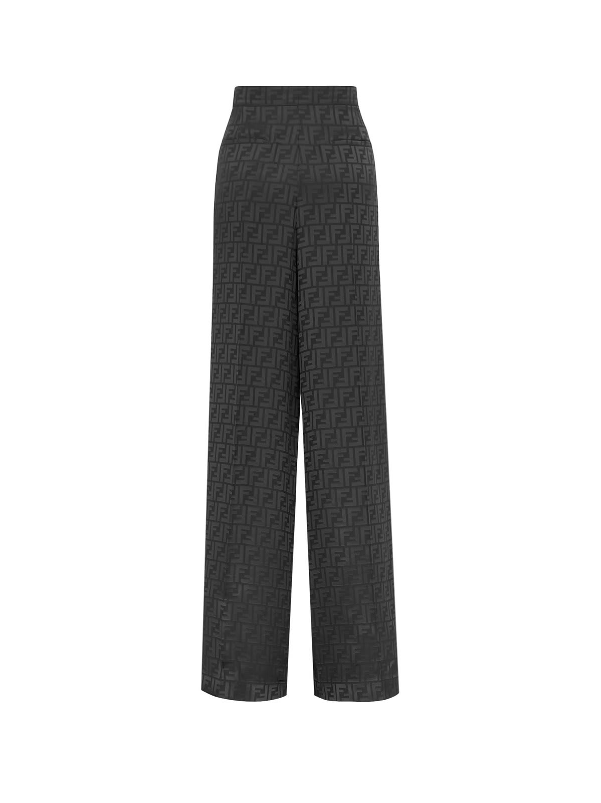 Shop Fendi Ff Jcquard High-waist Straight-leg Trousers In Gme Black