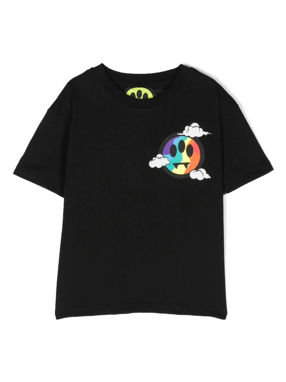 BARROW BLACK T-SHIRT WITH MULTICOLOURED LOGO ON FRONT AND BACK