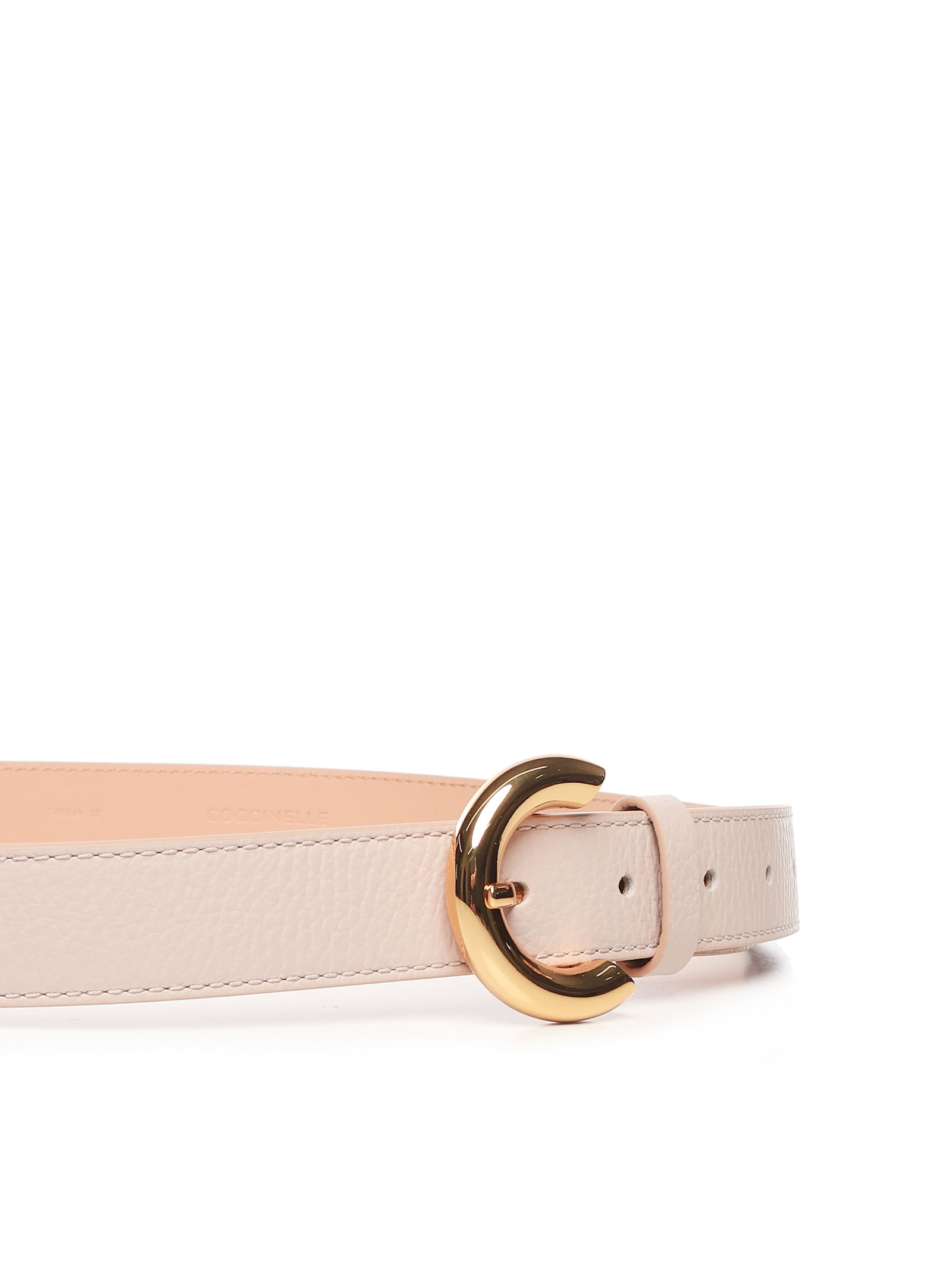 Shop Coccinelle Leather Belt With Grain In Pink