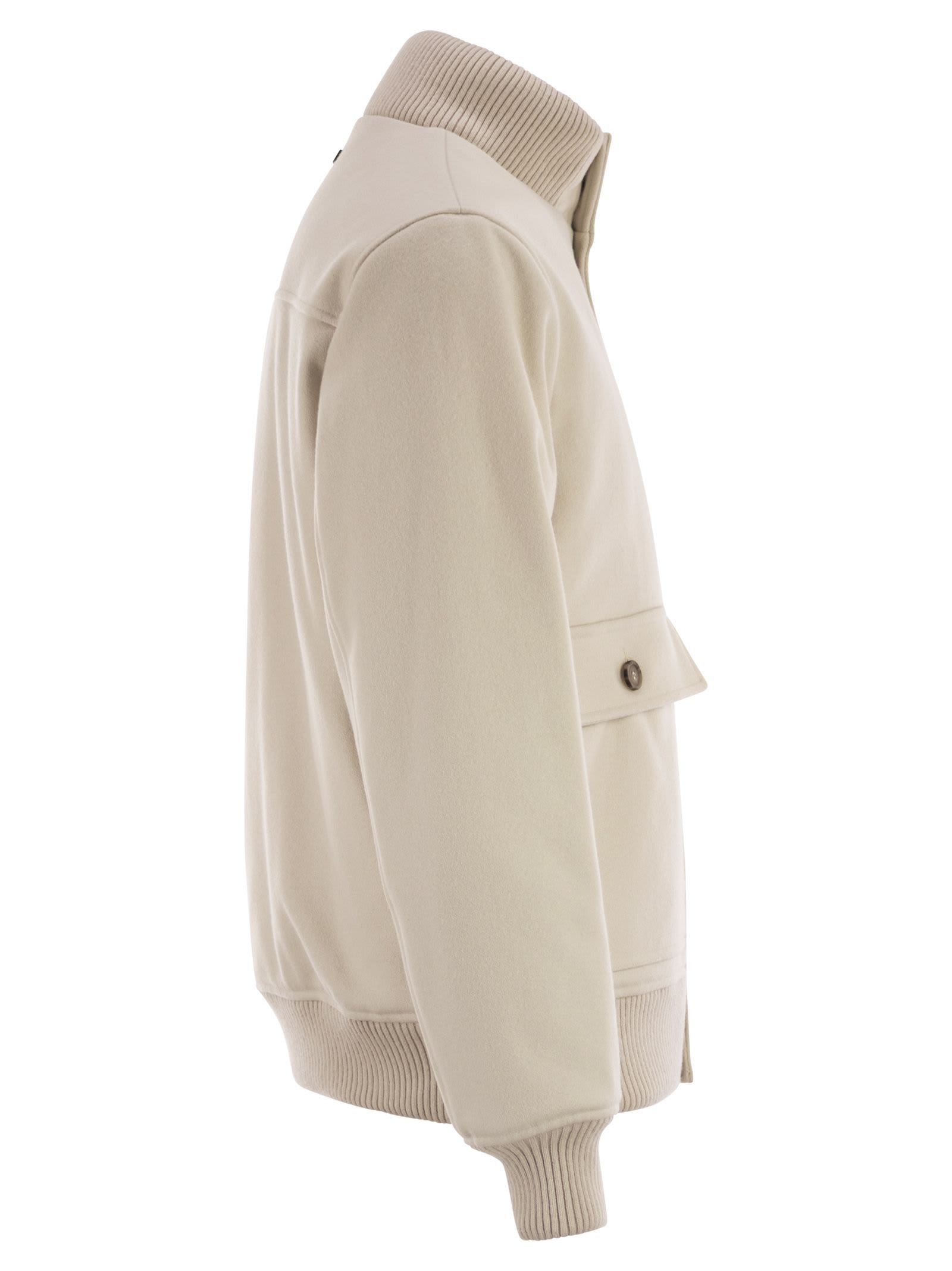 Peserico Ribbed-collar Flap-pocket Jacket In White