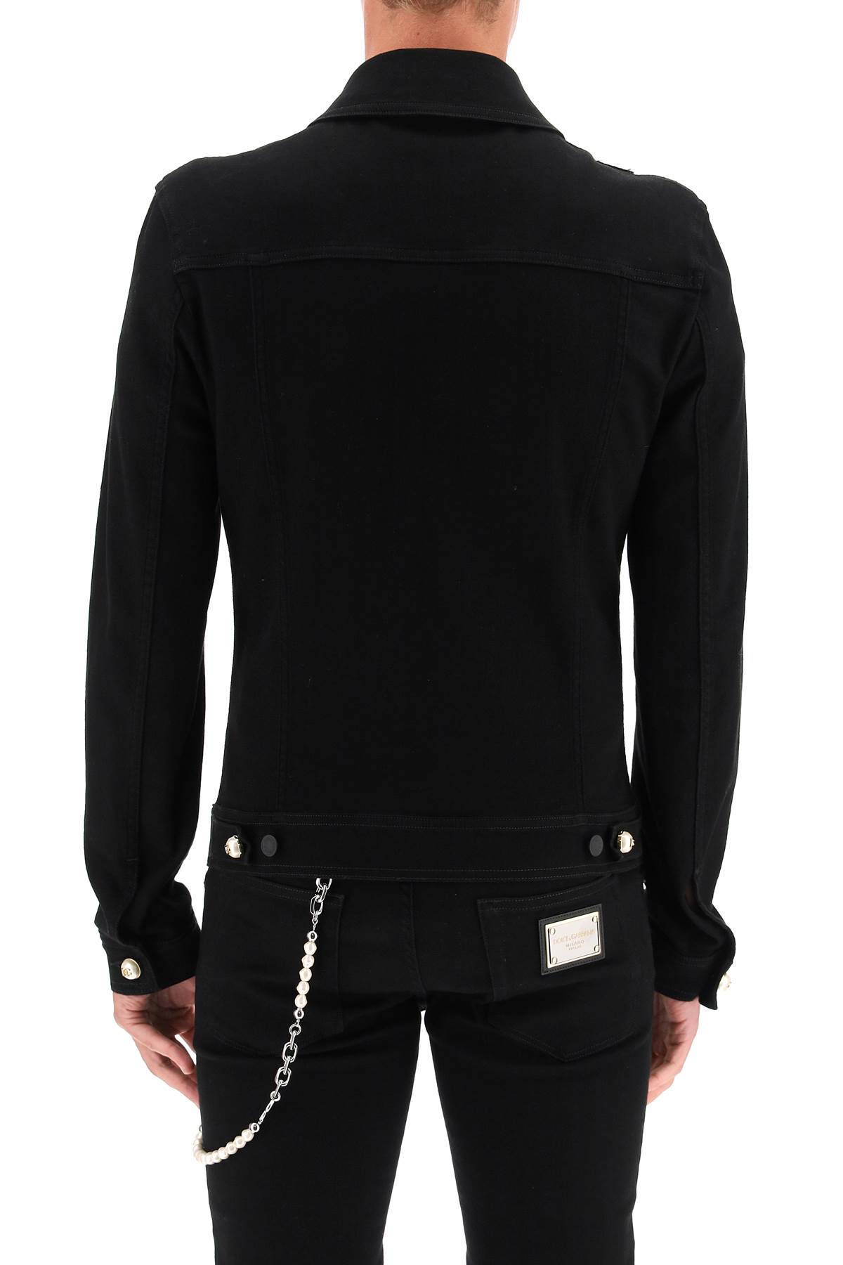 Shop Dolce & Gabbana Denim Jacket With Keychain In Variante Abbinata (black)