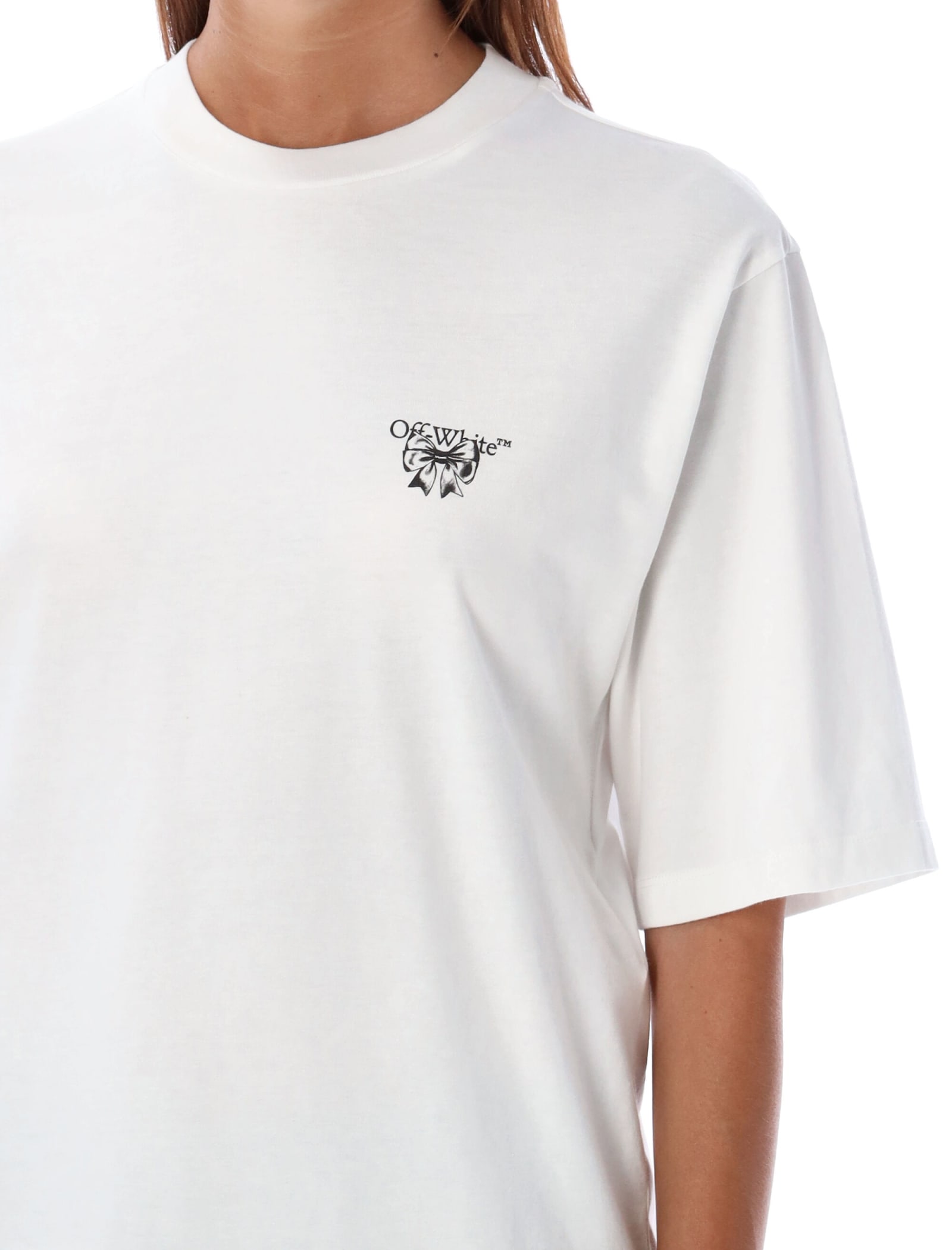 Shop Off-white Bow Arrow Boxy T-shirt In White Black