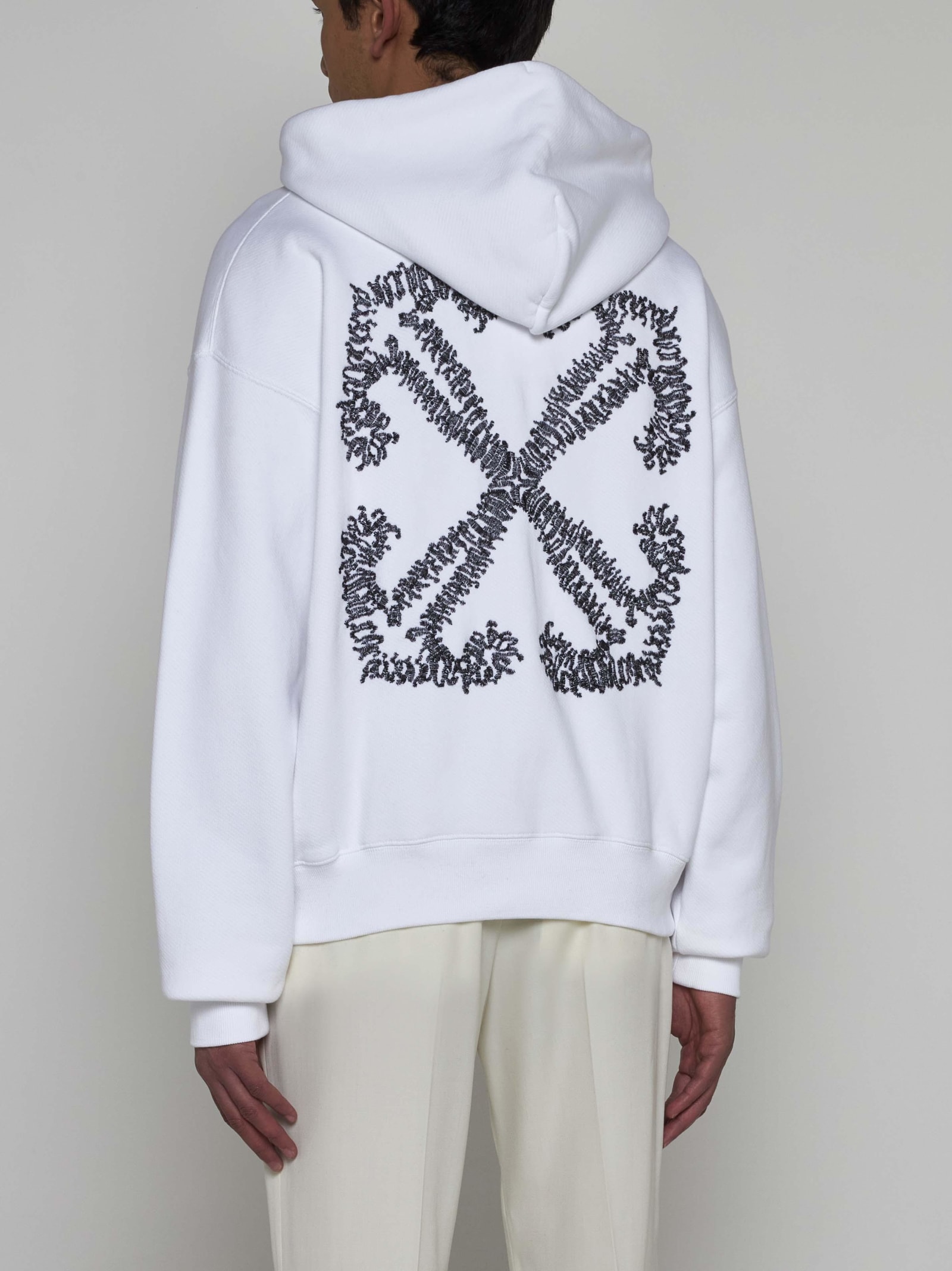 Shop Off-white Tattoo Arrow Cotton Hoodie In White