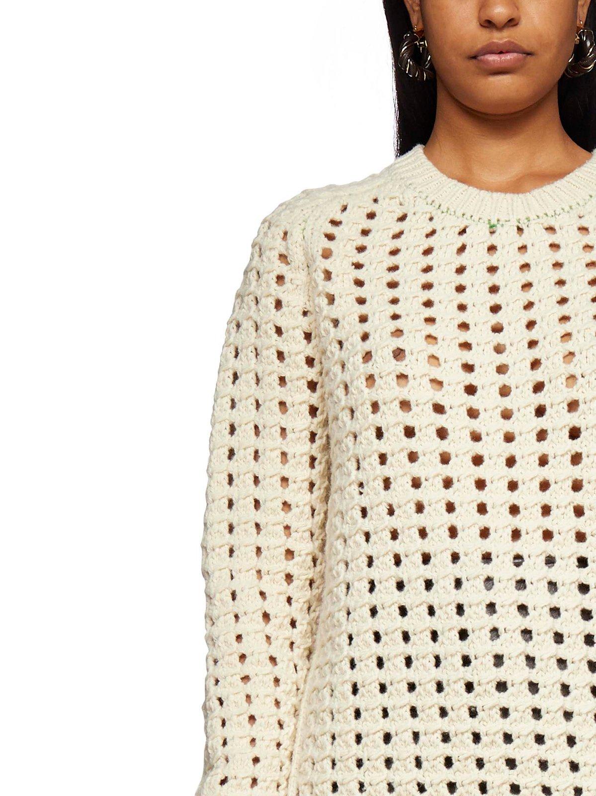 Shop Bottega Veneta Openknitted Crewneck Jumper In White