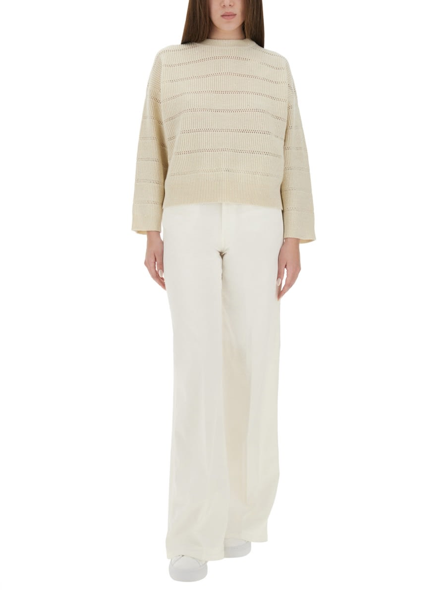 Brunello Cucinelli Women Cashmere And Wool Crew-neck Sweater In Neutral